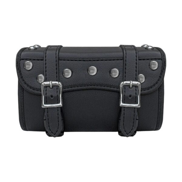 Dream Apparel Motorcycle Tool Bag Stylish Studs Design Secure Buckle Strap Universal Fit for Cruiser