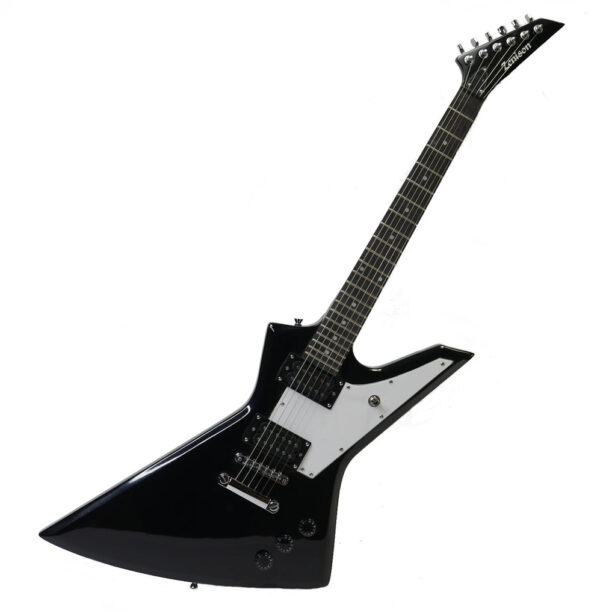 Full Size Rock Style Electric 6 String Guitar Solid Wood Body Gloss Black