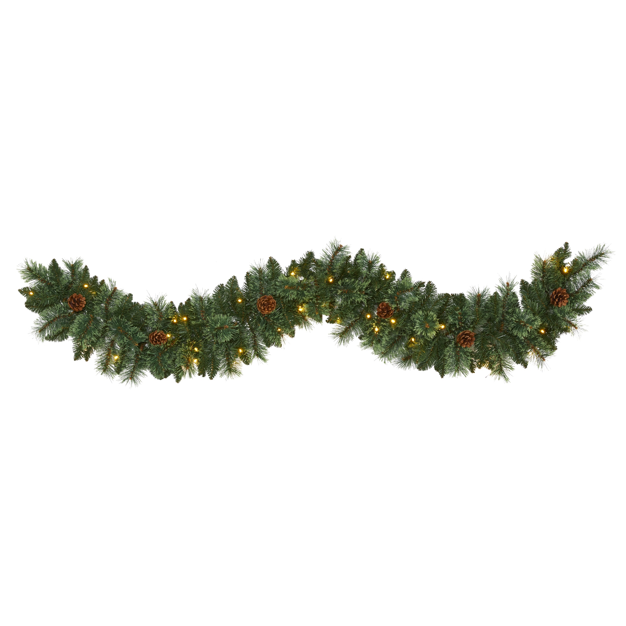 6 Foot White Mountain Pine Artificial Garland with Pinecone Seasonal Decor