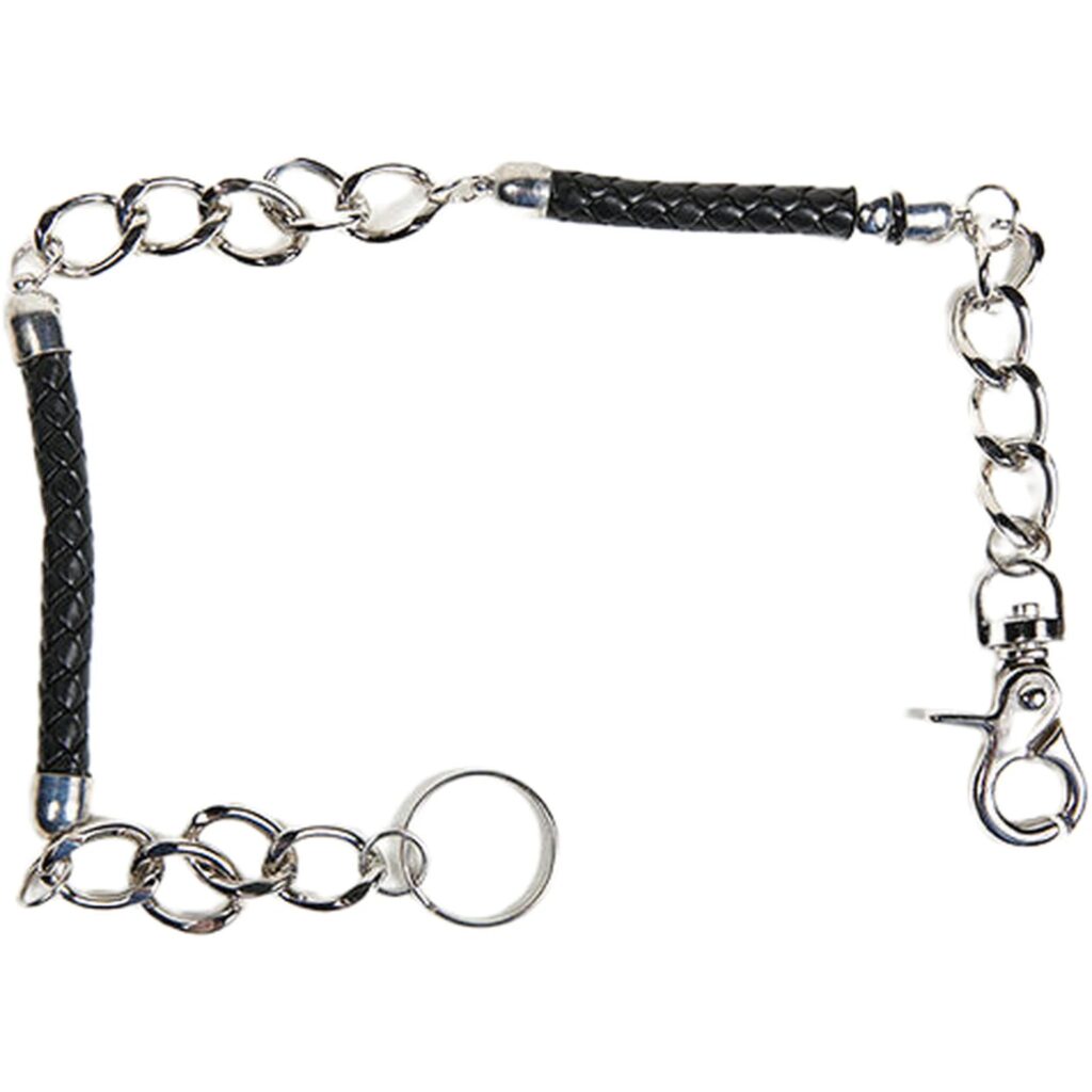 20" Biker Wallet Chain With Two Braided Leather Sections
