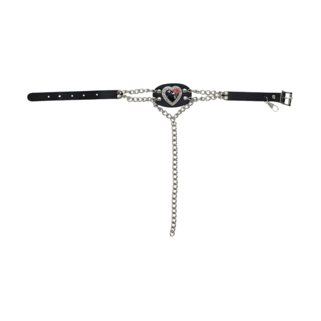 Chrome And Red Heart - Rose Boot Chain, Sells as Pair