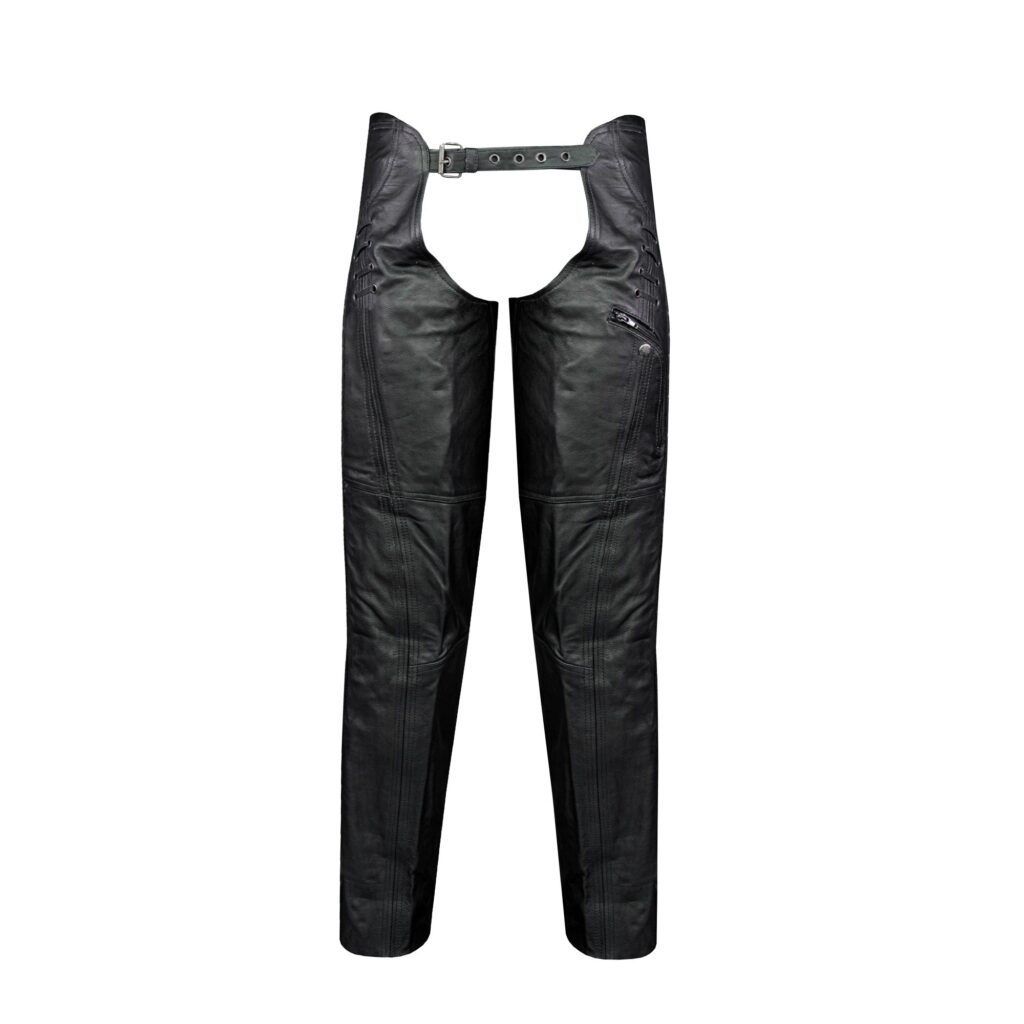 Leather Chaps Dream Apparel Black Premium Naked Cowhide Motorcycle Riding