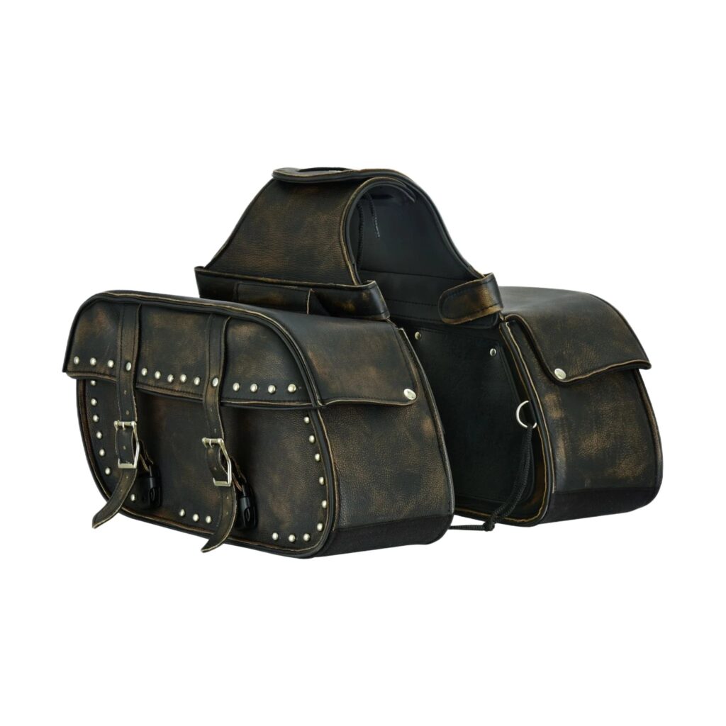 Genuine Distressed Brown Naked Cowhide Leather Concealed Carry Saddlebag