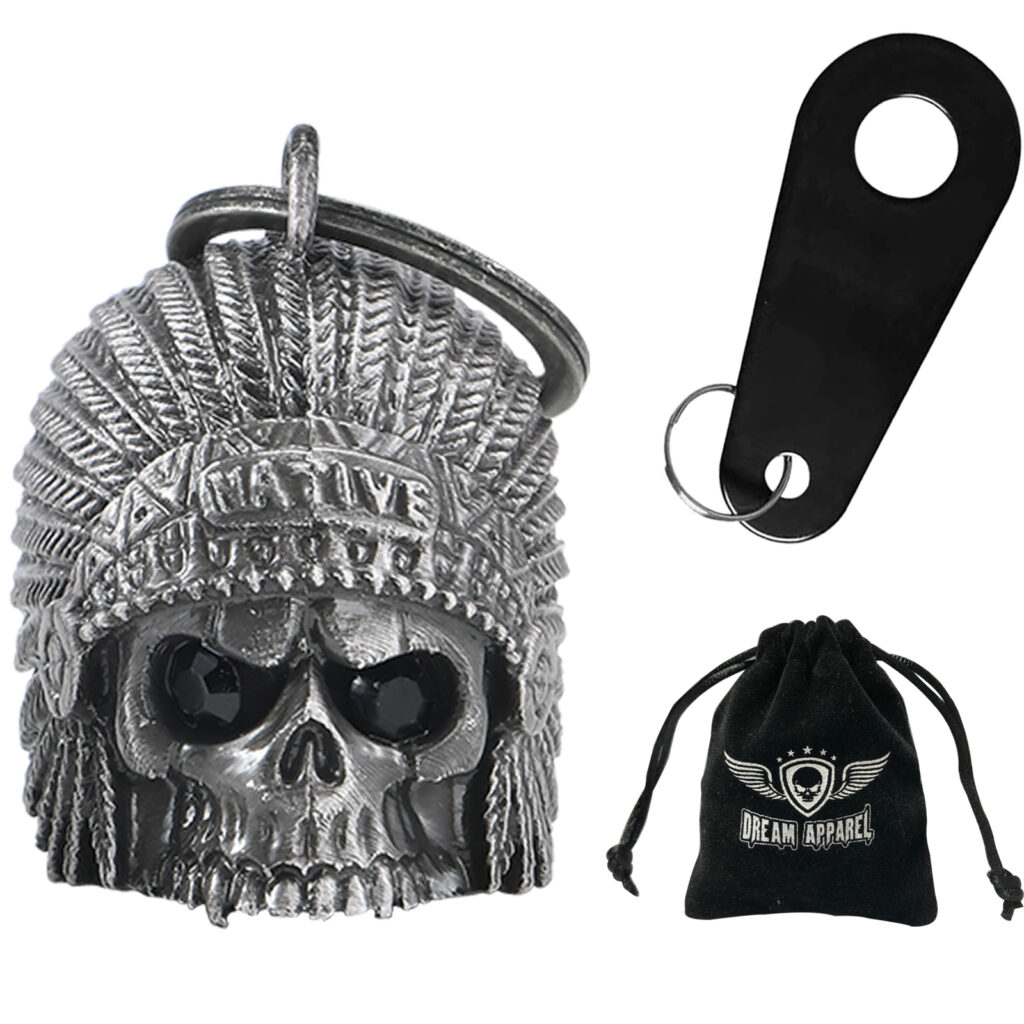Motorcycle Bell Dream Apparel Indian Skull Black Eyes Collectible