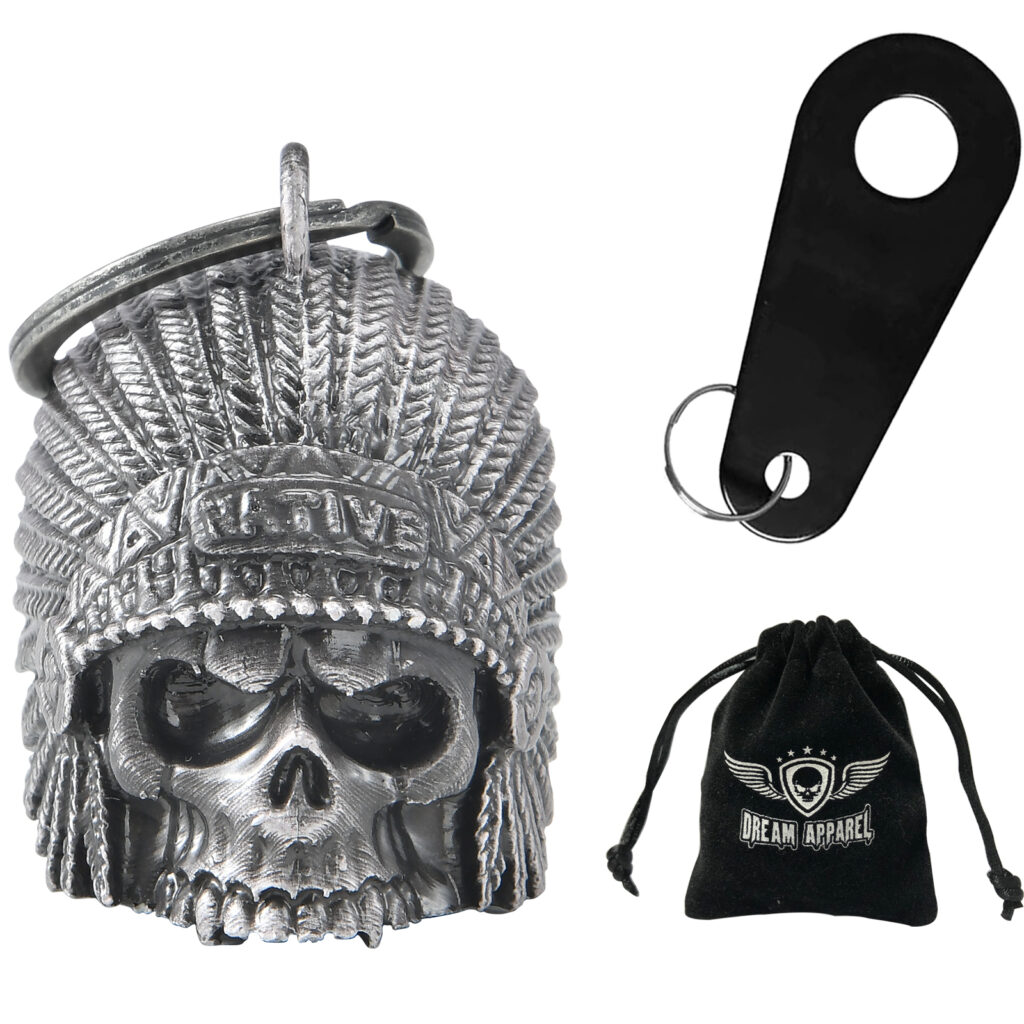 Motorcycle Bell Dream Apparel Indian Skull Head 3D Magnesium Alloy Light