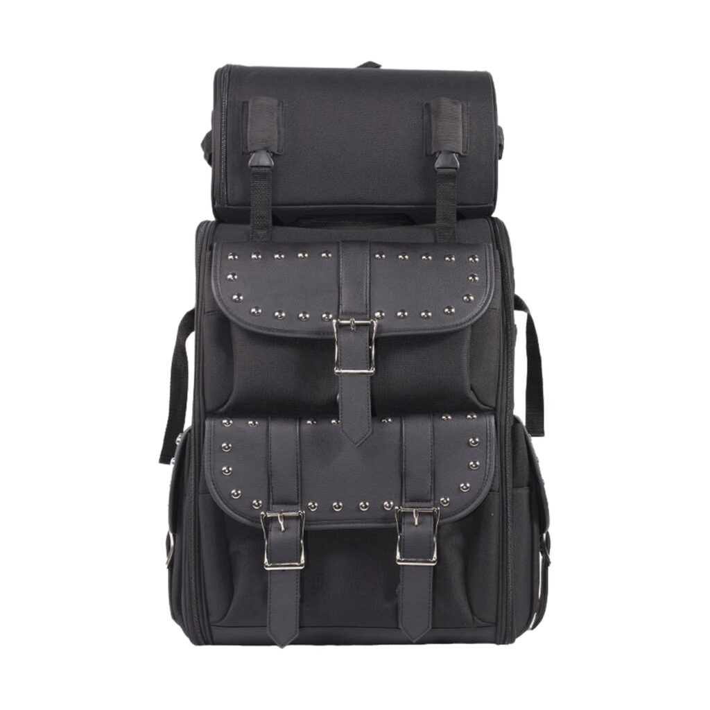 Dream Apparel Large PVC Motorcycle Sissybar Bag With Studs