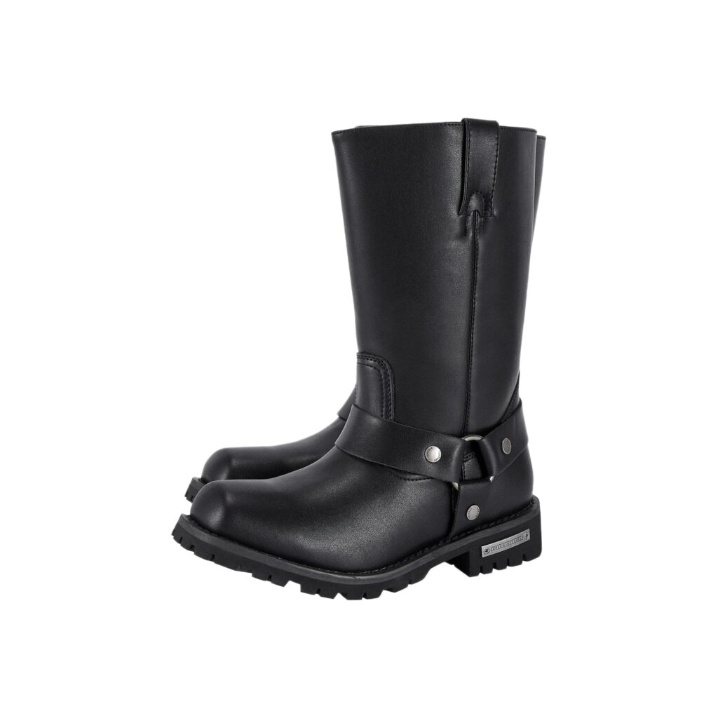 Men's Motorcycle Riding Mid Calf Boot Side Zipper Biker Boots Waterproof PU