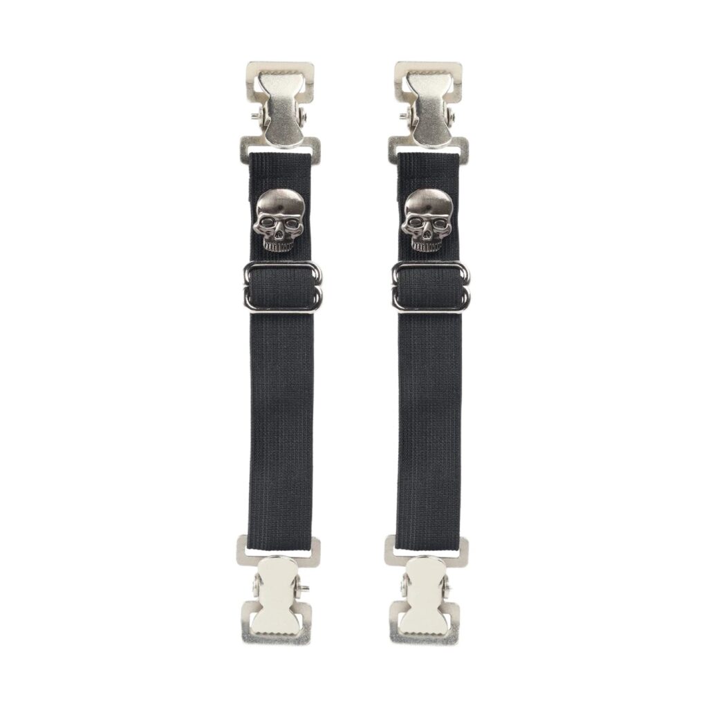 Skull Design Heavy-Duty Alligator Teeth Boot Clips Adjustable Elastic Straps