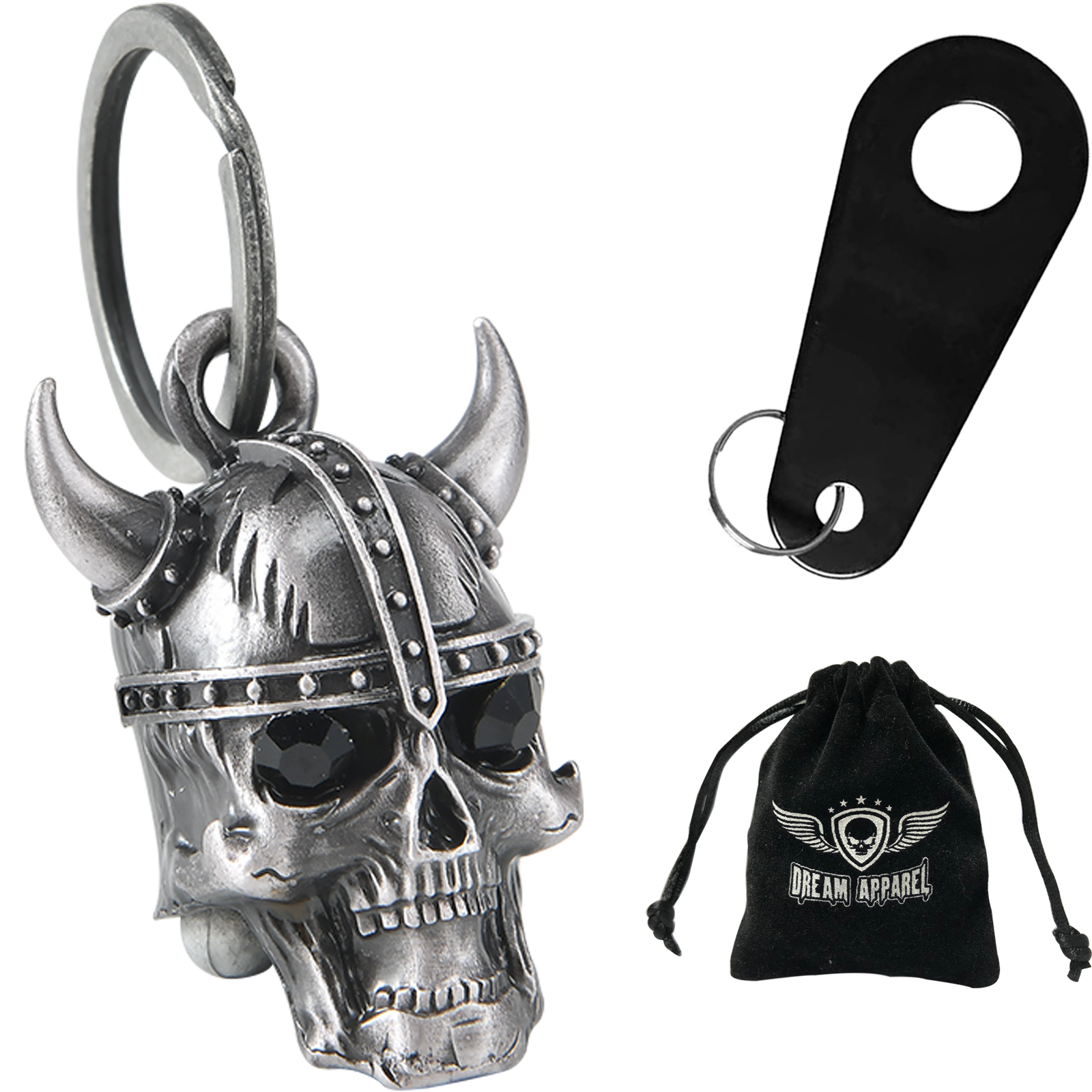 Motorcycle Helmet Bell Dream Apparel Viking Skull Black Stone Eyes