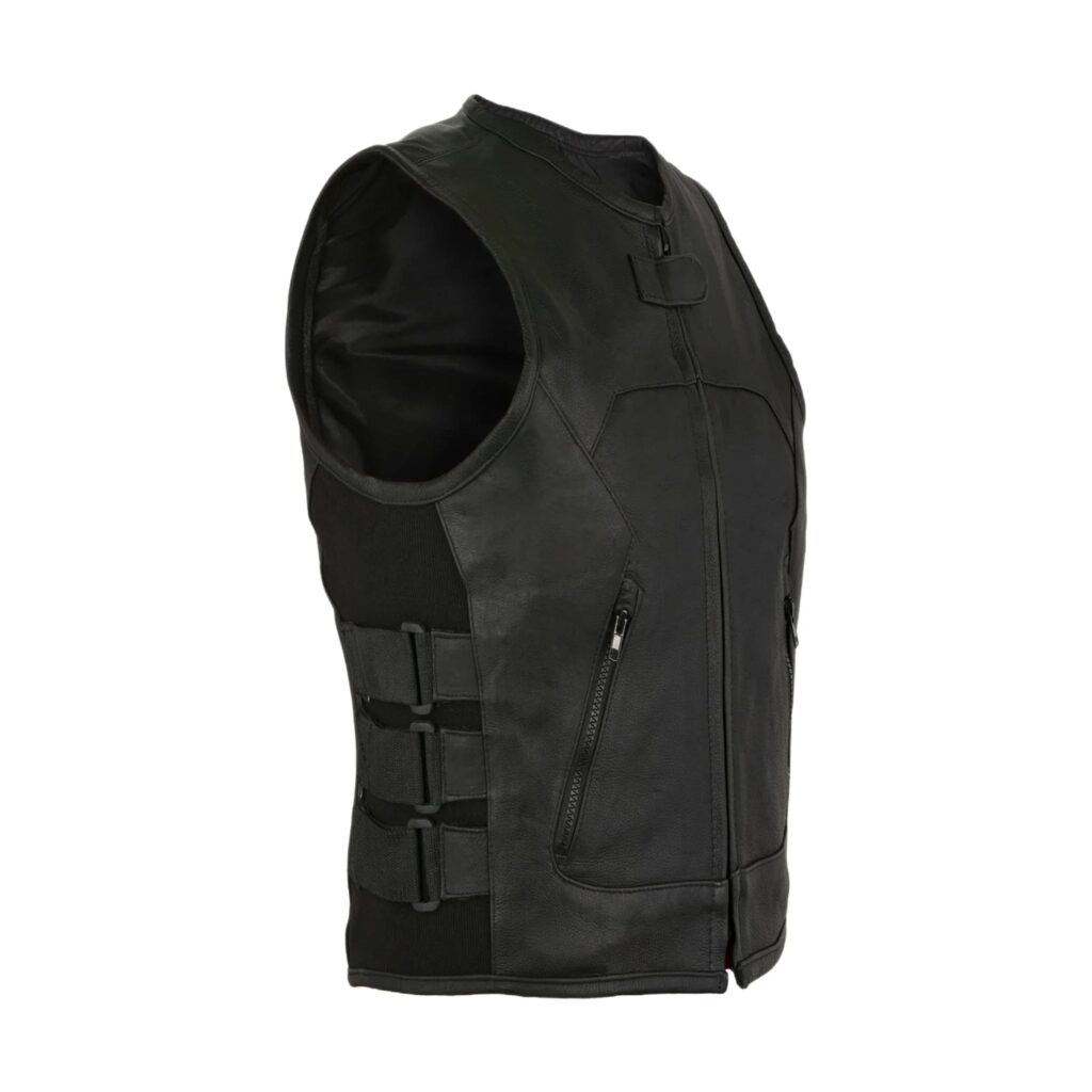 Dream Apparel Women Leather Vest with side straps Conceal Carry Motorcycle Vest