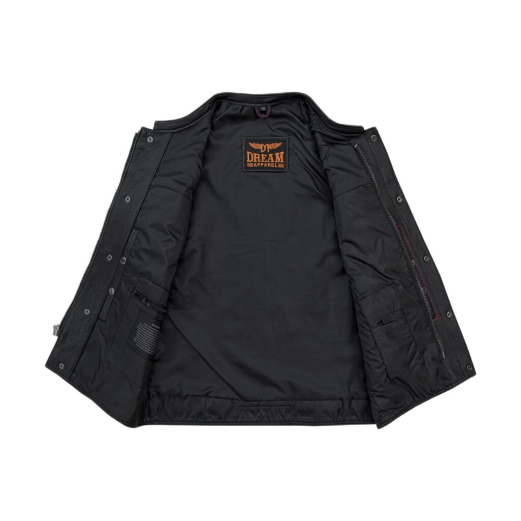 Mens Vest Black Liner, Zipper & Snaps