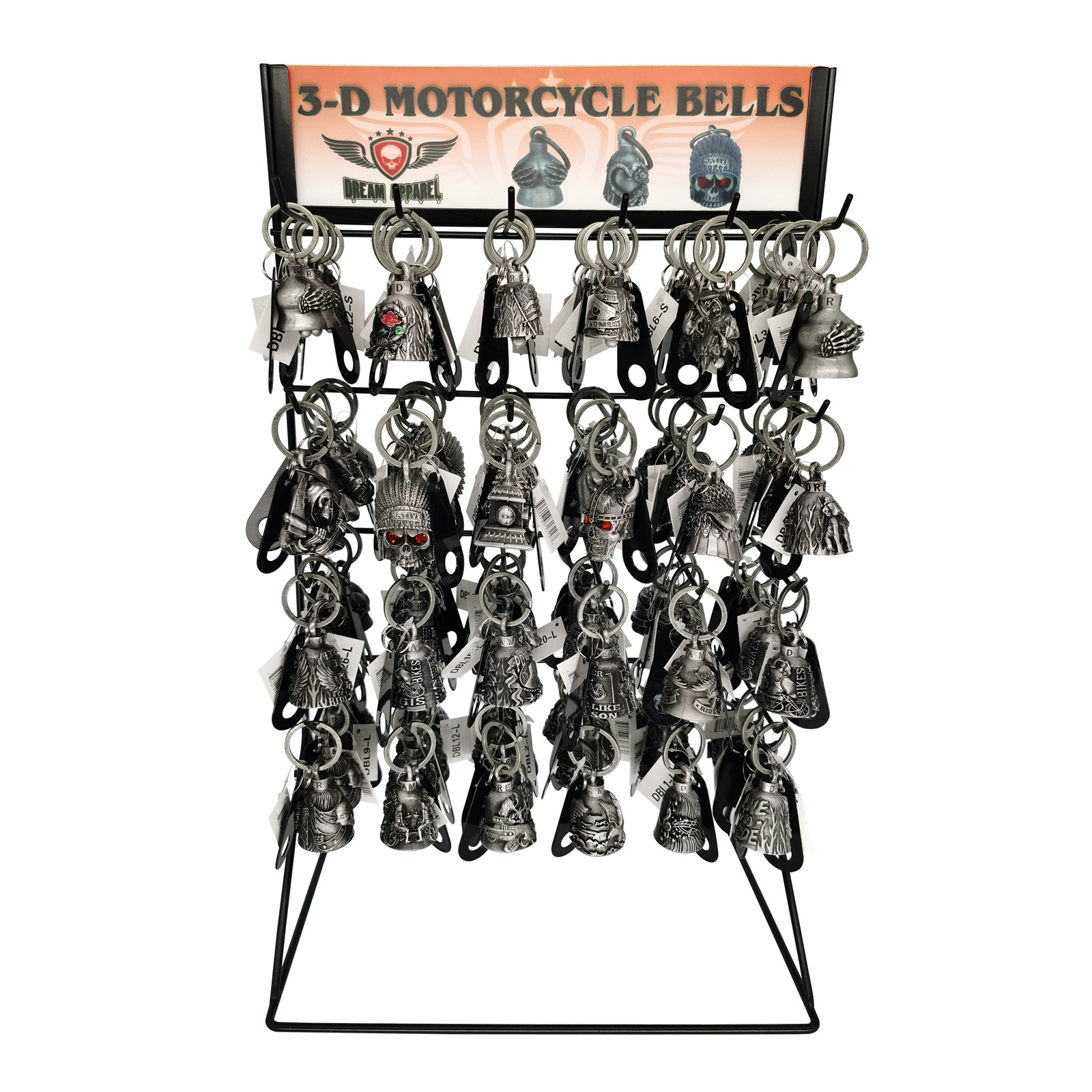 Motorcycle Bell Display Stand with 96 Assorted Bells Including Sturgis 2022