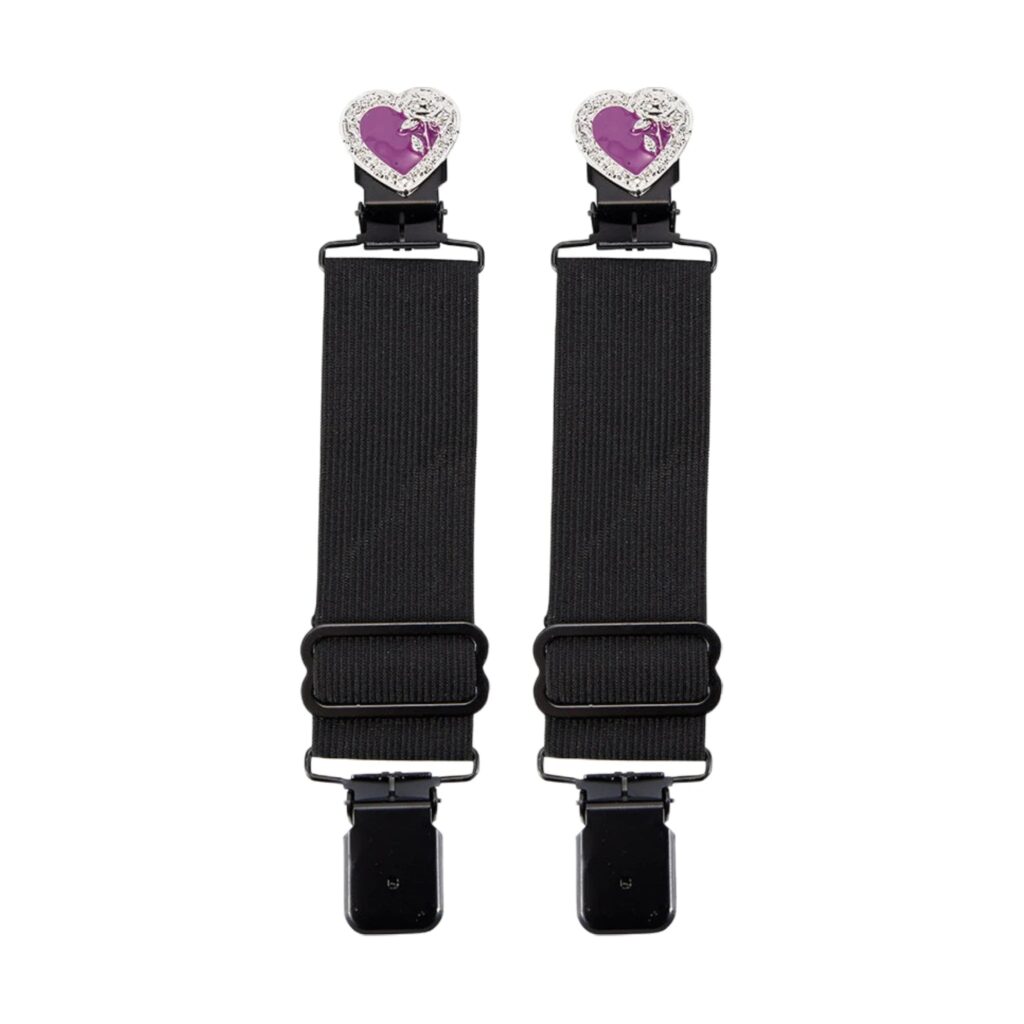 Purple/Chrome Heart And Rose Alligator Boot Clips