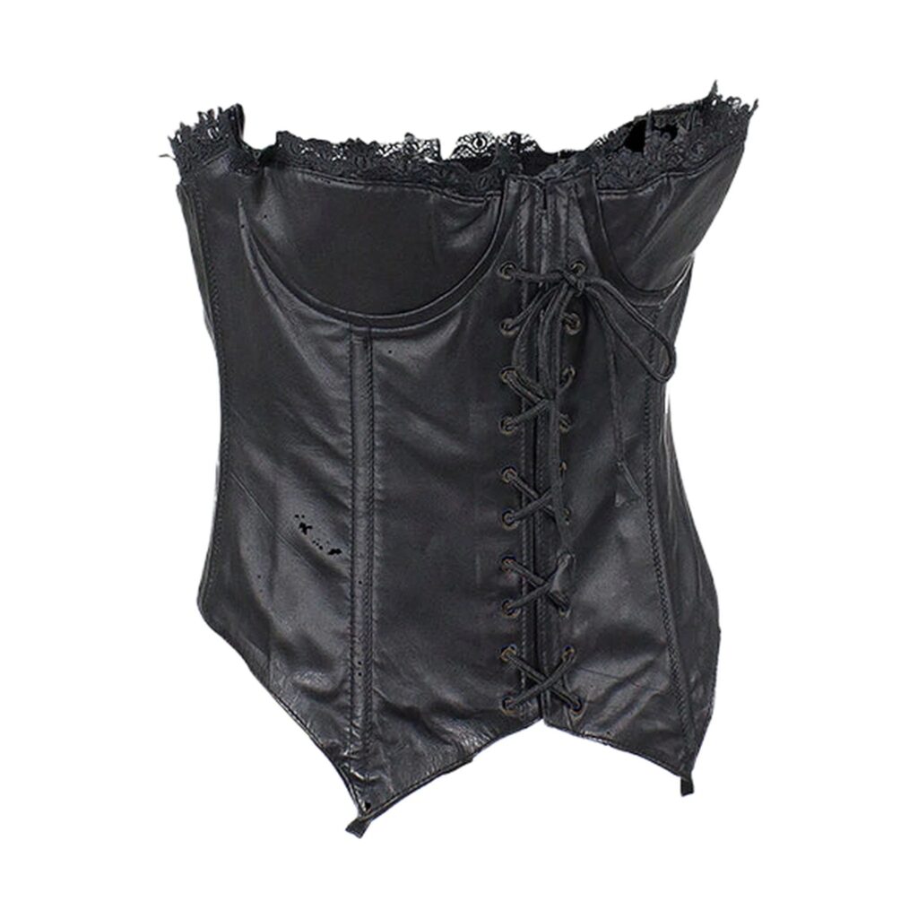 Women's Black Leather and Lace Corset
