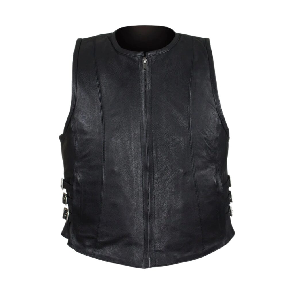Women's Naked Cowhide Leather Motorcycle Vest