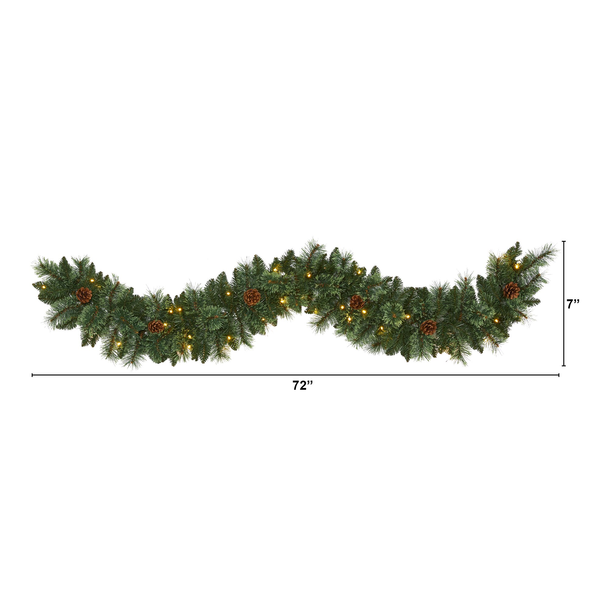 6 Foot White Mountain Pine Artificial Garland with Pinecone Seasonal Decor - Image 2