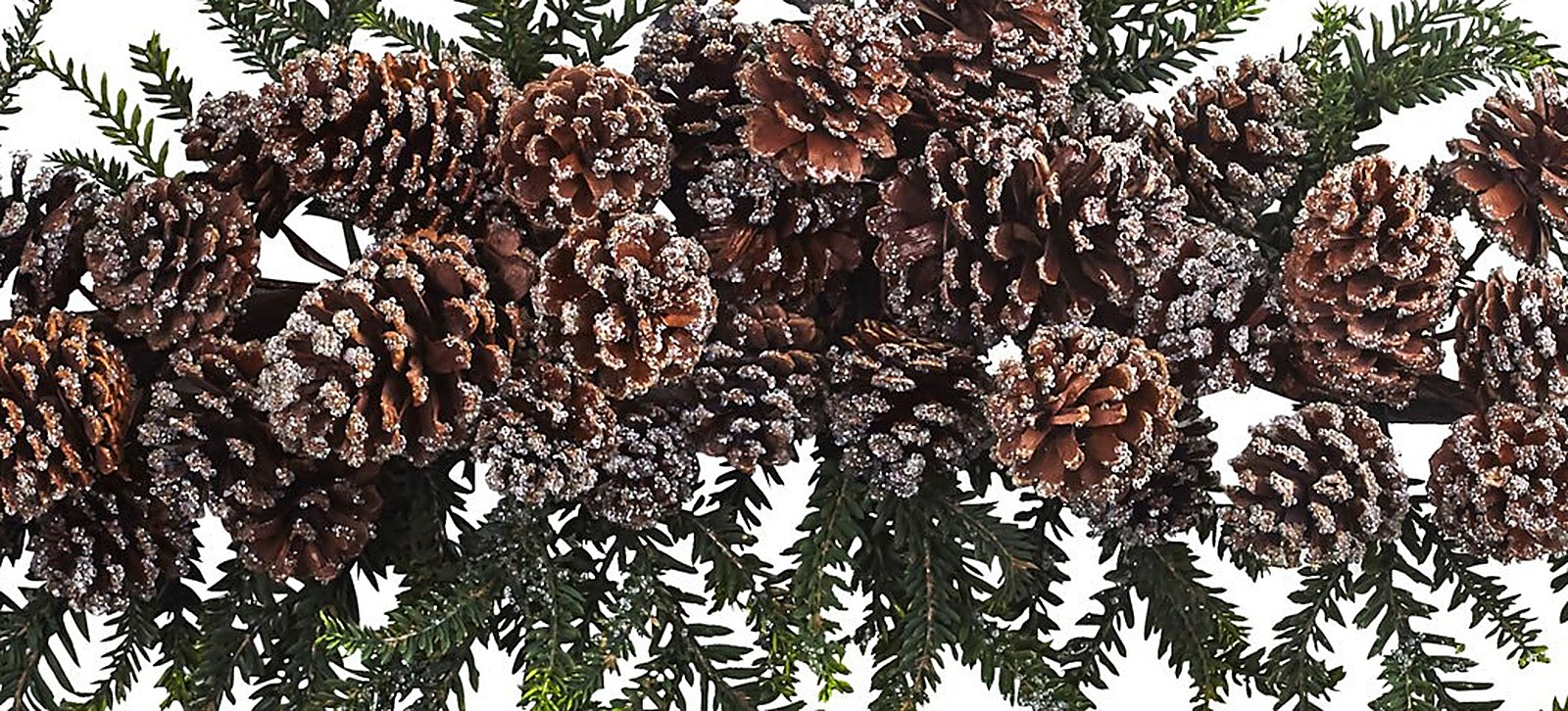 28 Inch Iced Pine Cone Swag Holiday Decor Green Foliage Table Accent - Image 2