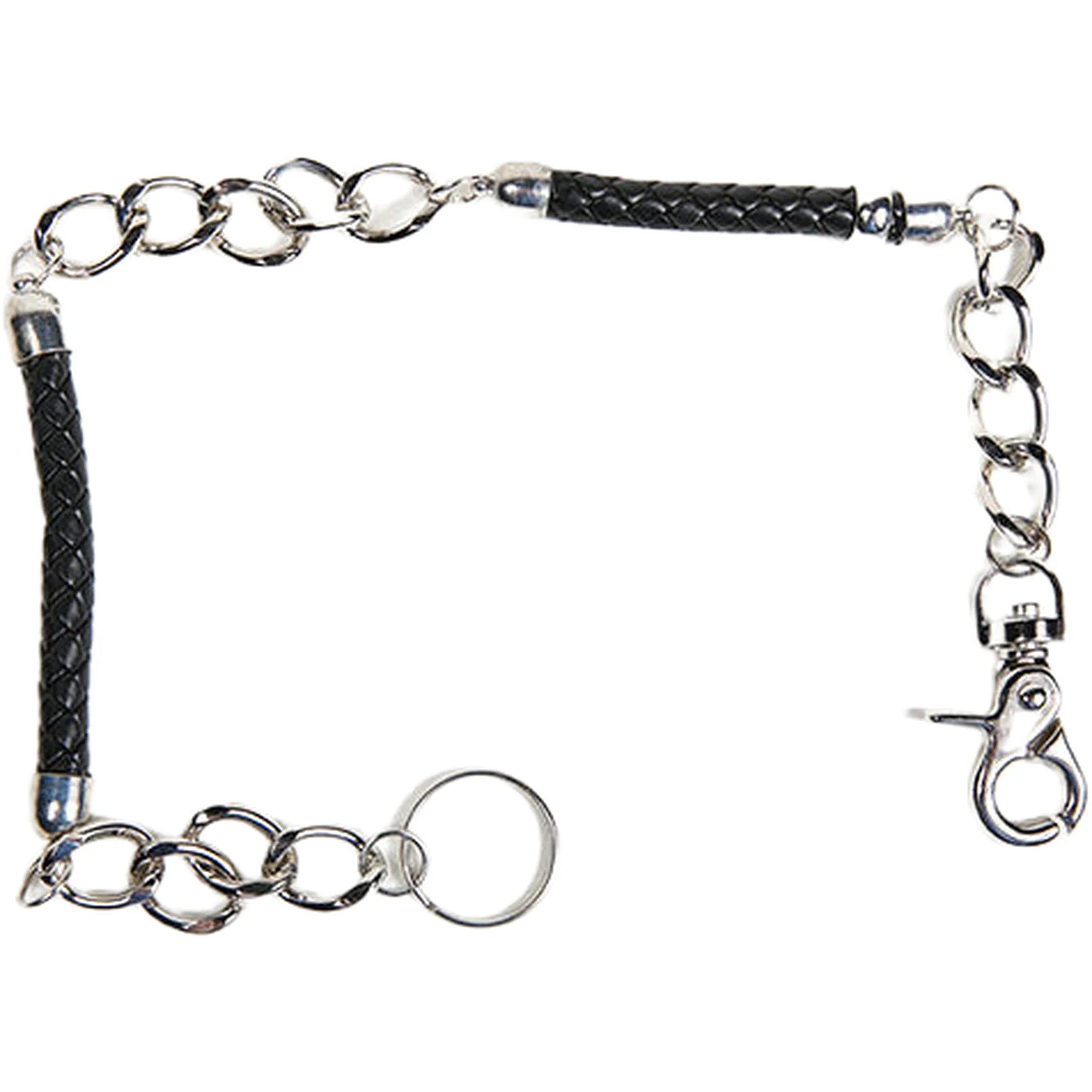 20" Biker Wallet Chain With Two Braided Leather Sections - Image 2