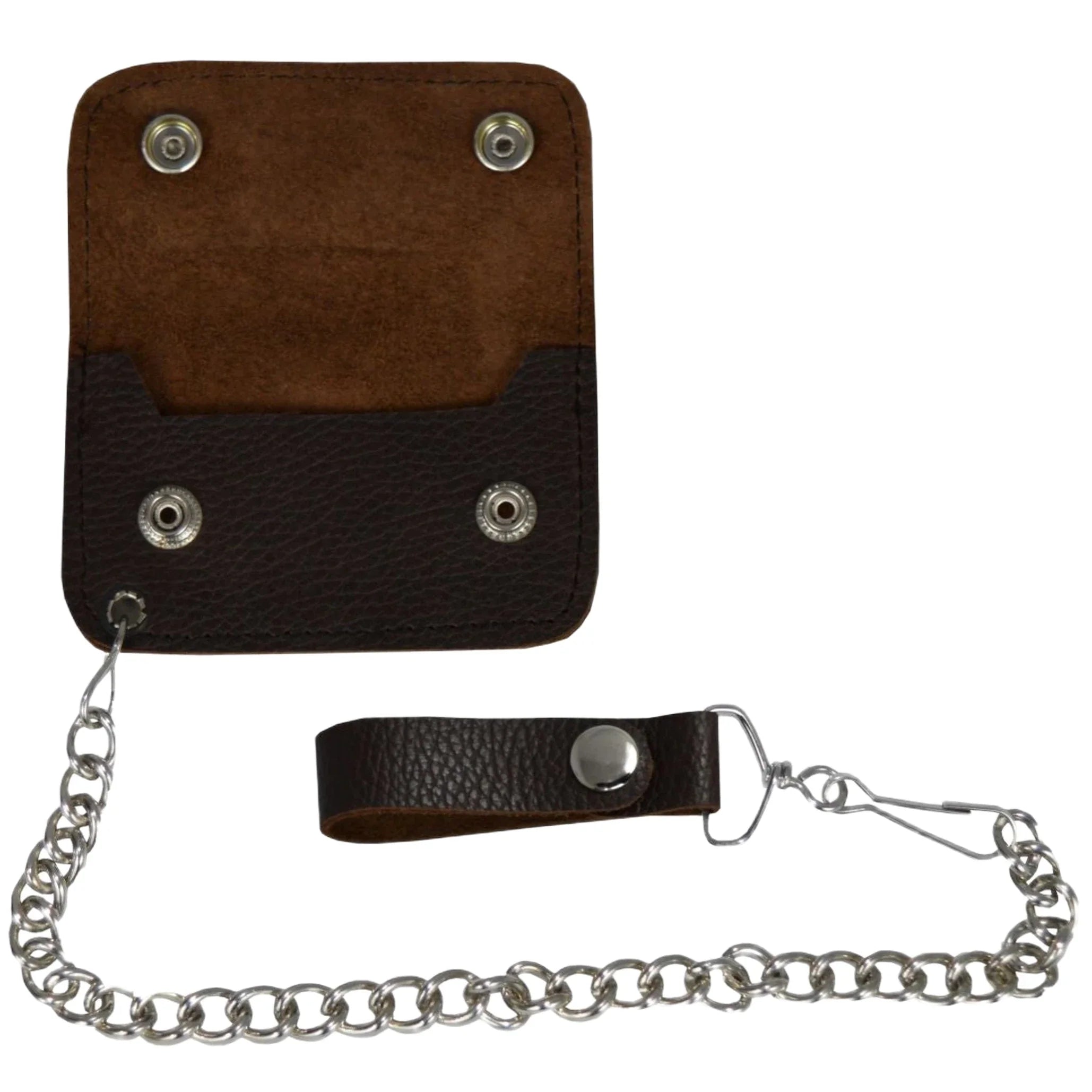 Dark Brown Leather Motorcycle Chain Coins Wallet - Image 2