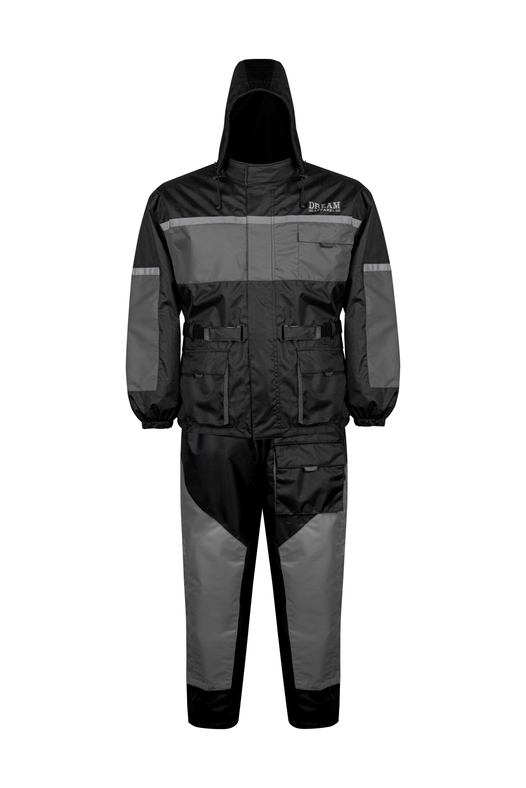 2-Piece Black Grey Rain Suit Dream Apparel Waterproof Jacket Pants - Image 2