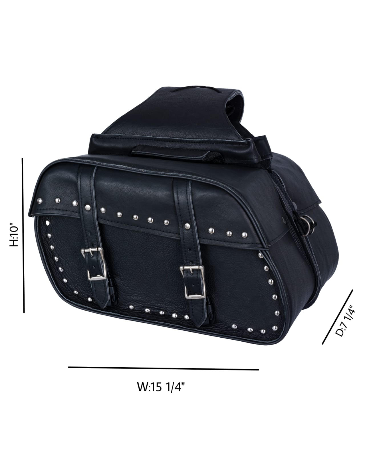 Motorcycle Leather Saddlebags Dream Apparel Black Studded Waterproof - Image 2