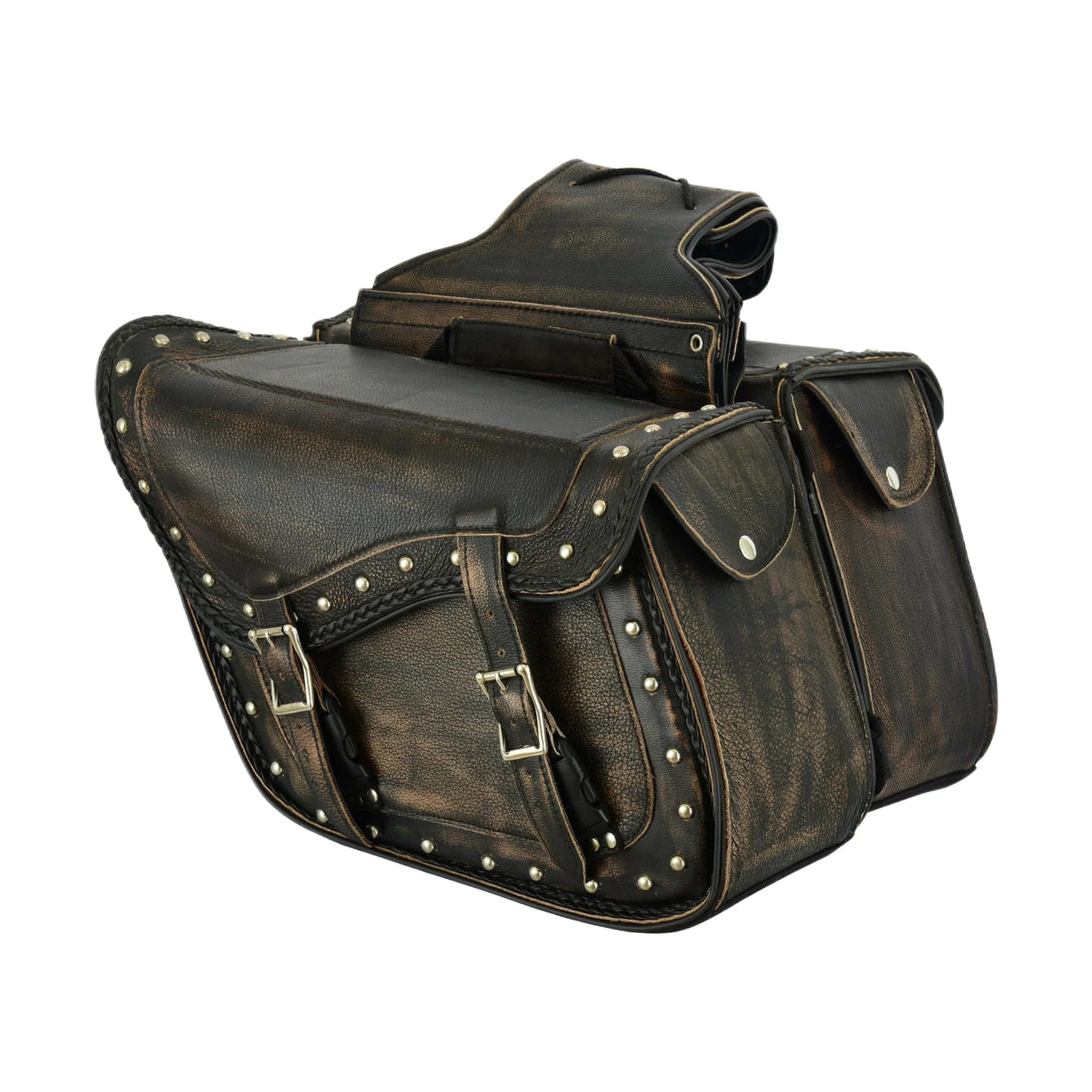 Dream Apparel Genuine Distressed Brown Naked Leather Concealed Carry Saddlebag - Image 2