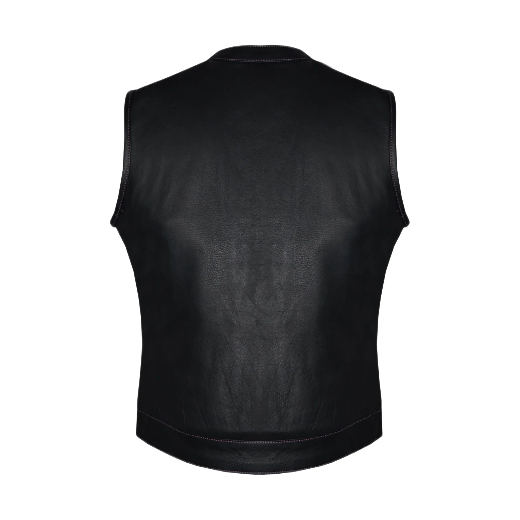 Ladies Motorcycle Leather CLUB VEST Purple Thread, Purple Paisley Lining - Image 2
