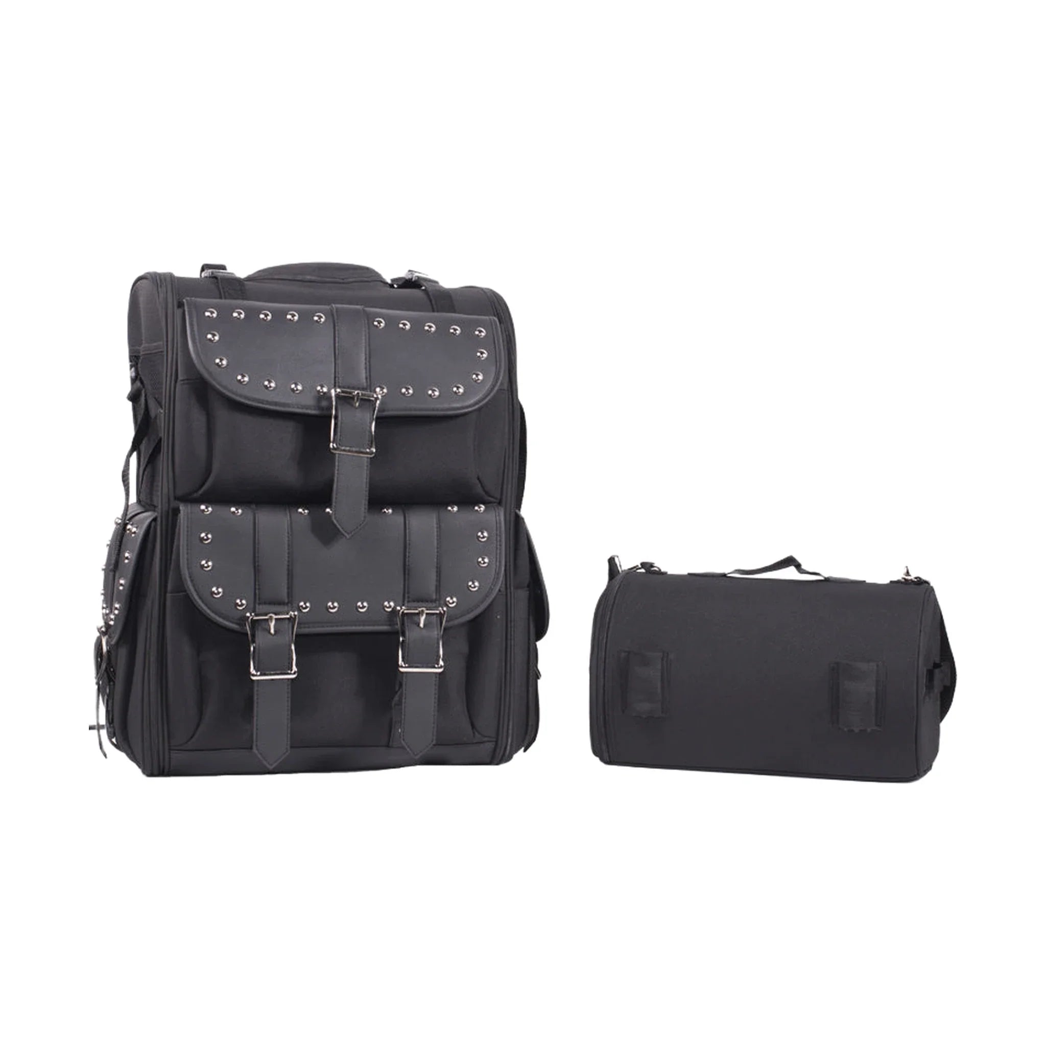 Dream Apparel Large PVC Motorcycle Sissybar Bag With Studs - Image 2