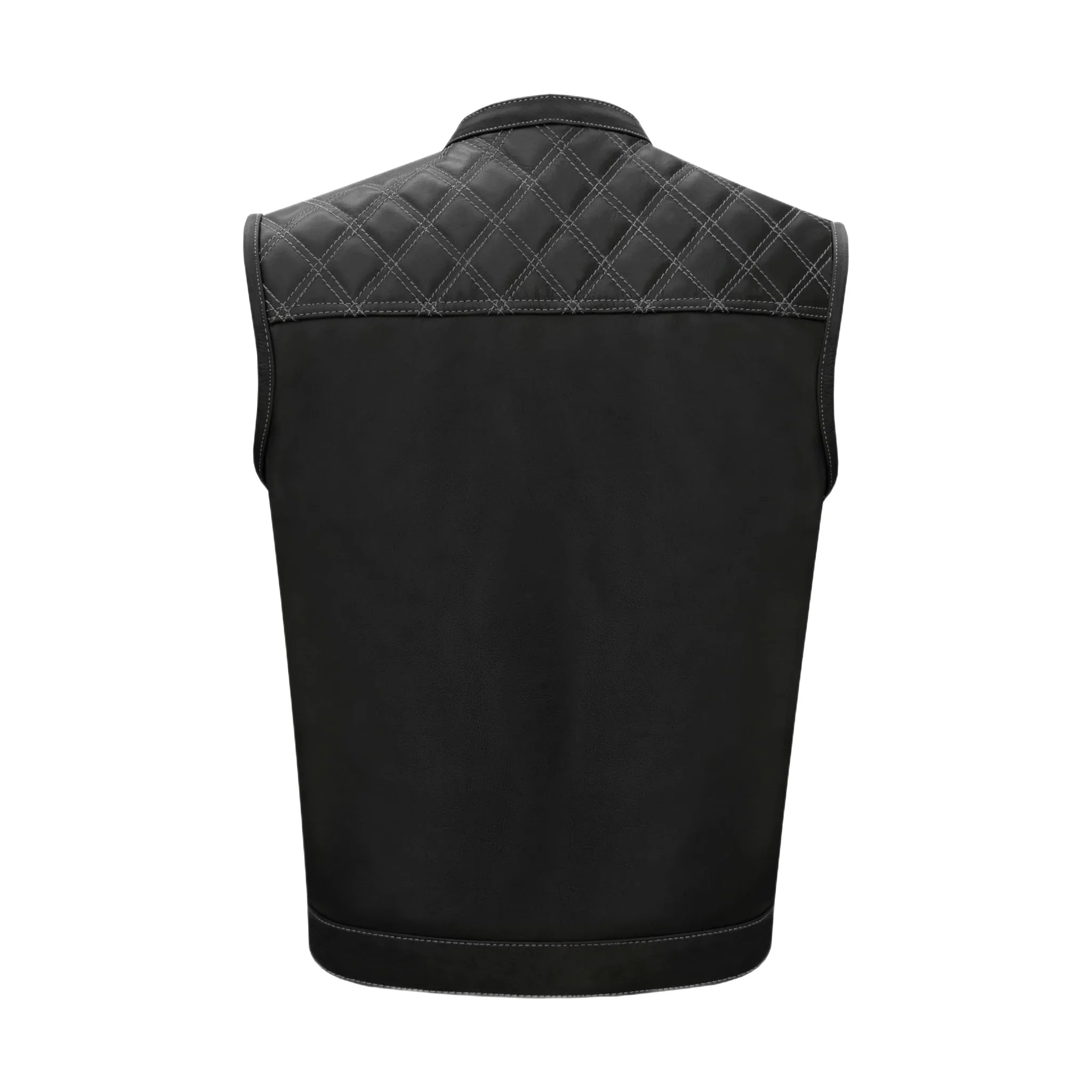 Dream Apparel Mens Black Vest Diamond Padding WHITE Threading - Image 2