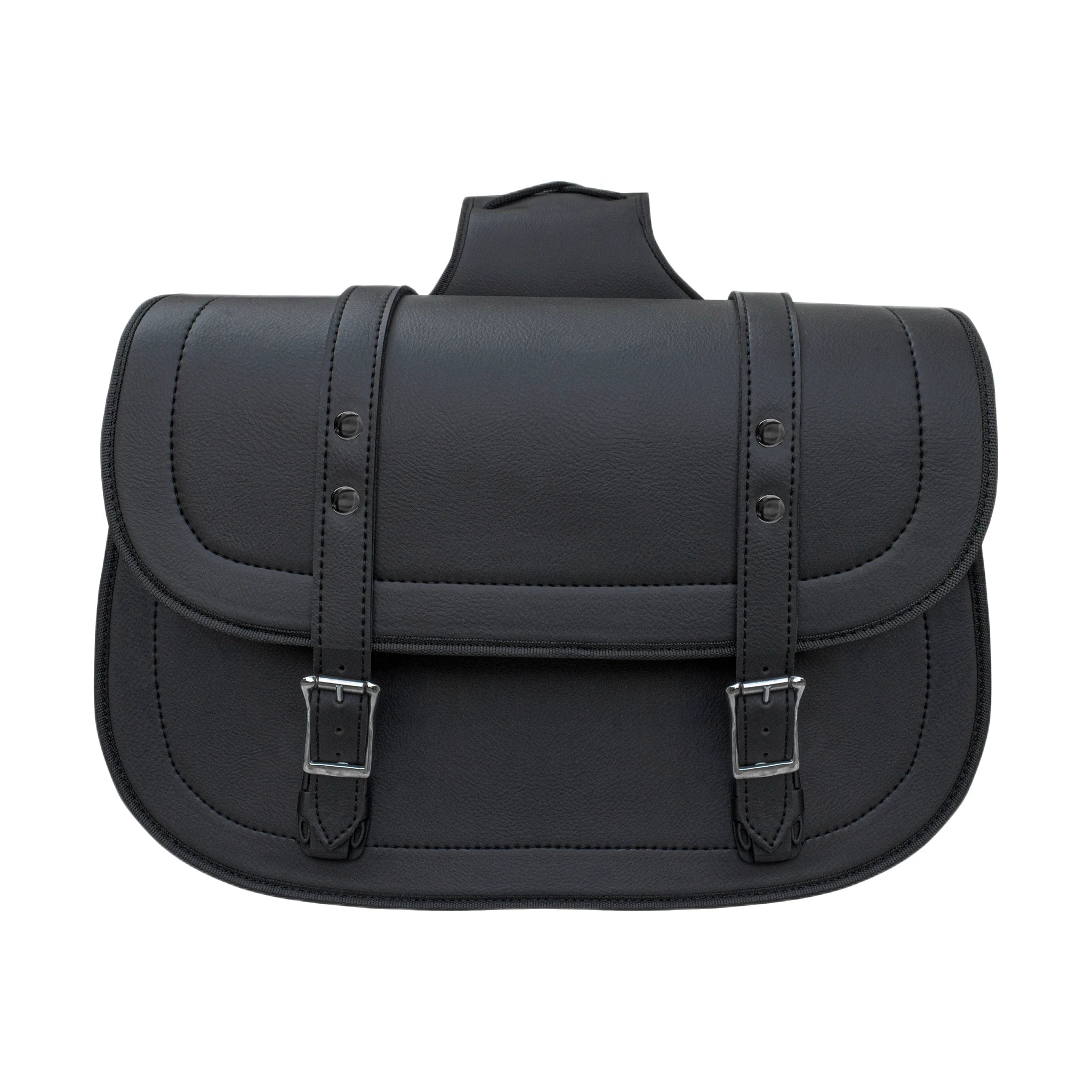Motorcycle Saddlebag Black PVC Classic Vintage Style, Weather-Resistant - Image 2