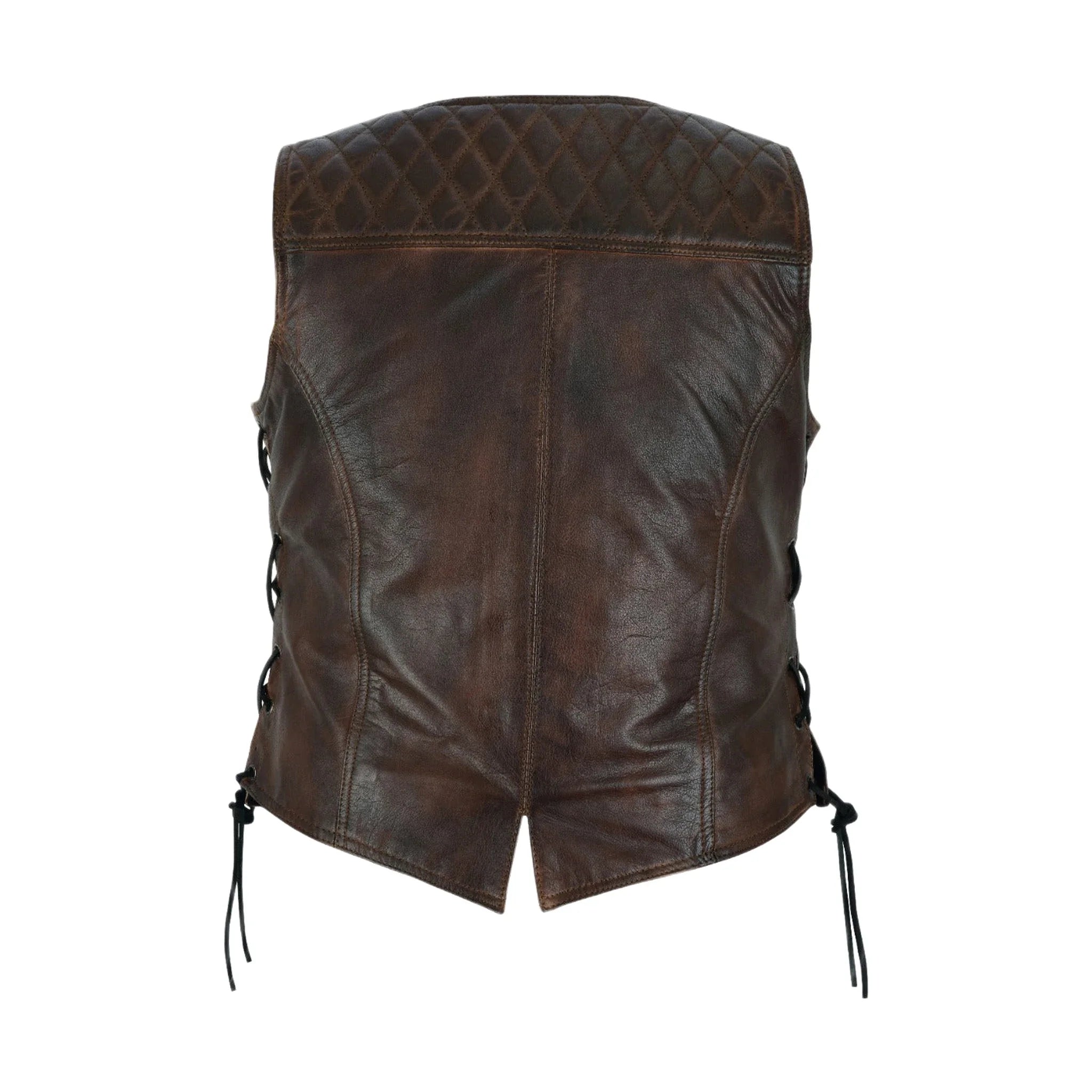 Dream Apparel Premium Cowhide Brown Vest with Diamond Design - Image 2
