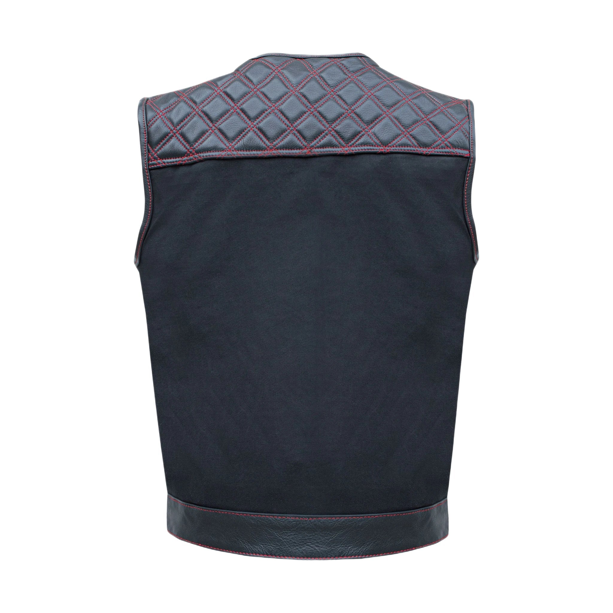 Mens Black Vest Diamond Red - Image 2