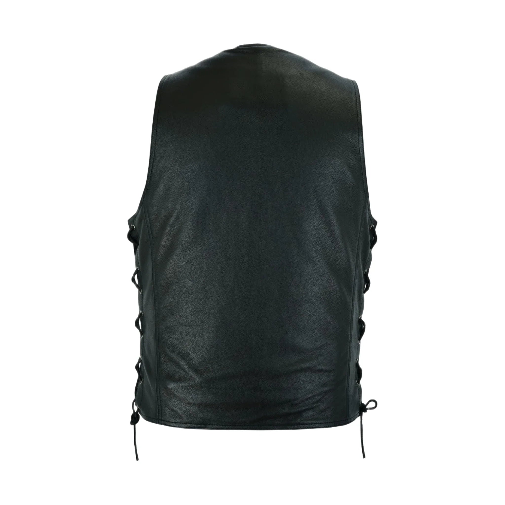 Mens Plain Leather Vest With Gun Pocket - Image 2
