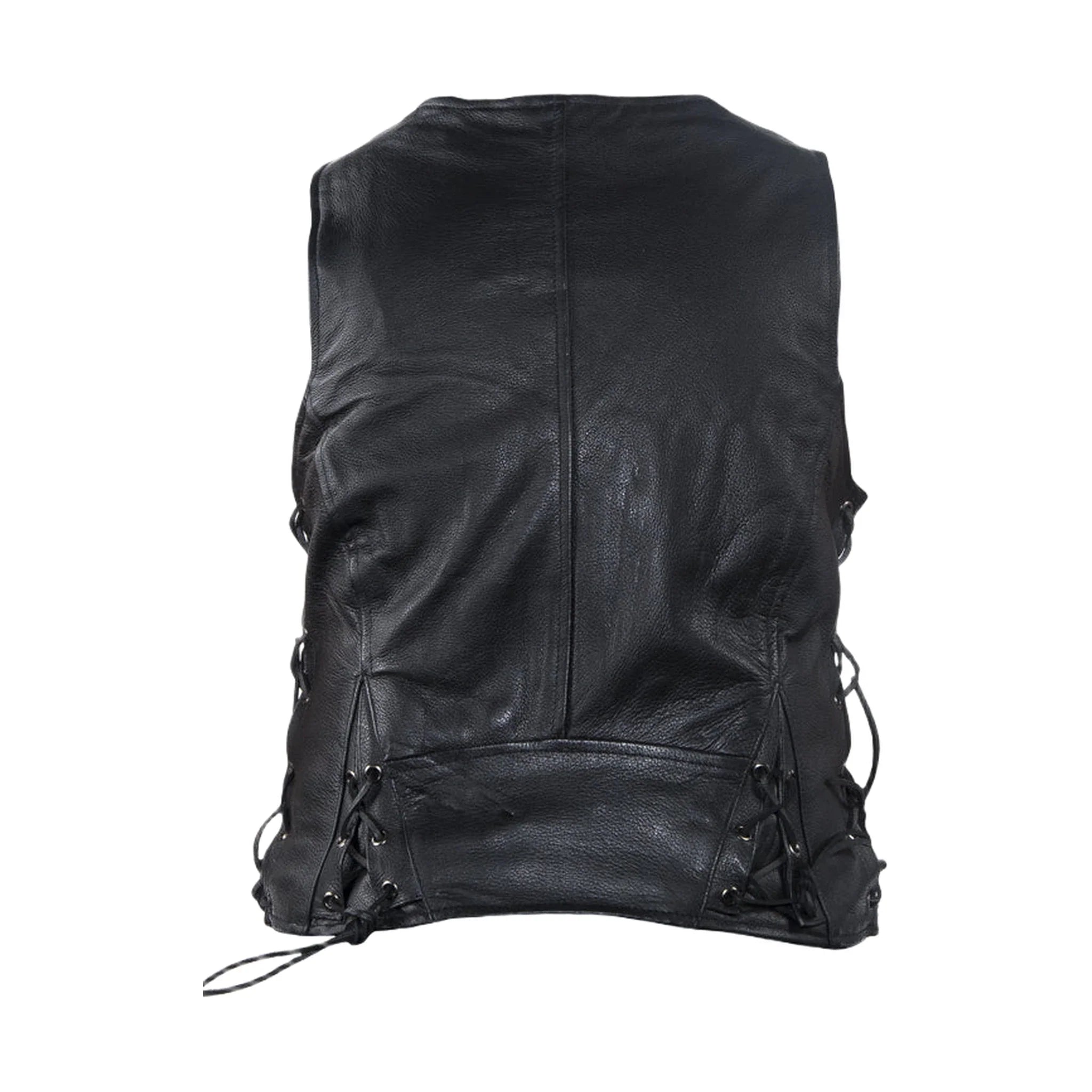 Womens Leather Motorcycle Zip Up Leather Vest With Concealed Carry - Image 2