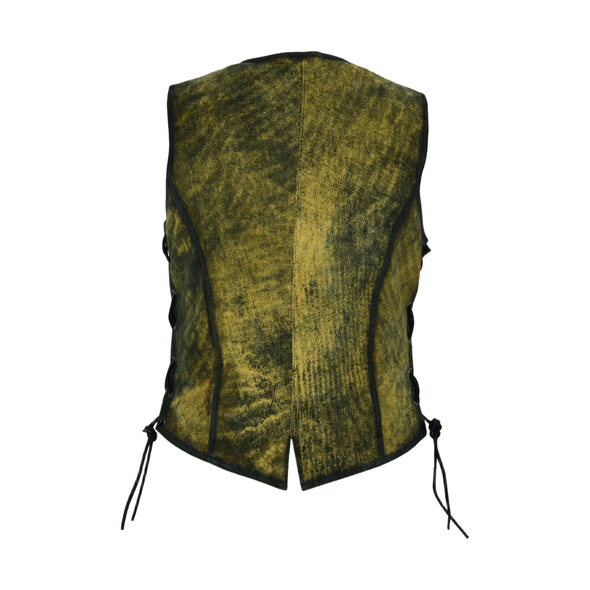 Womens Longer Cut Rub-Off Brown Leather Motorcycle Vest - Image 2