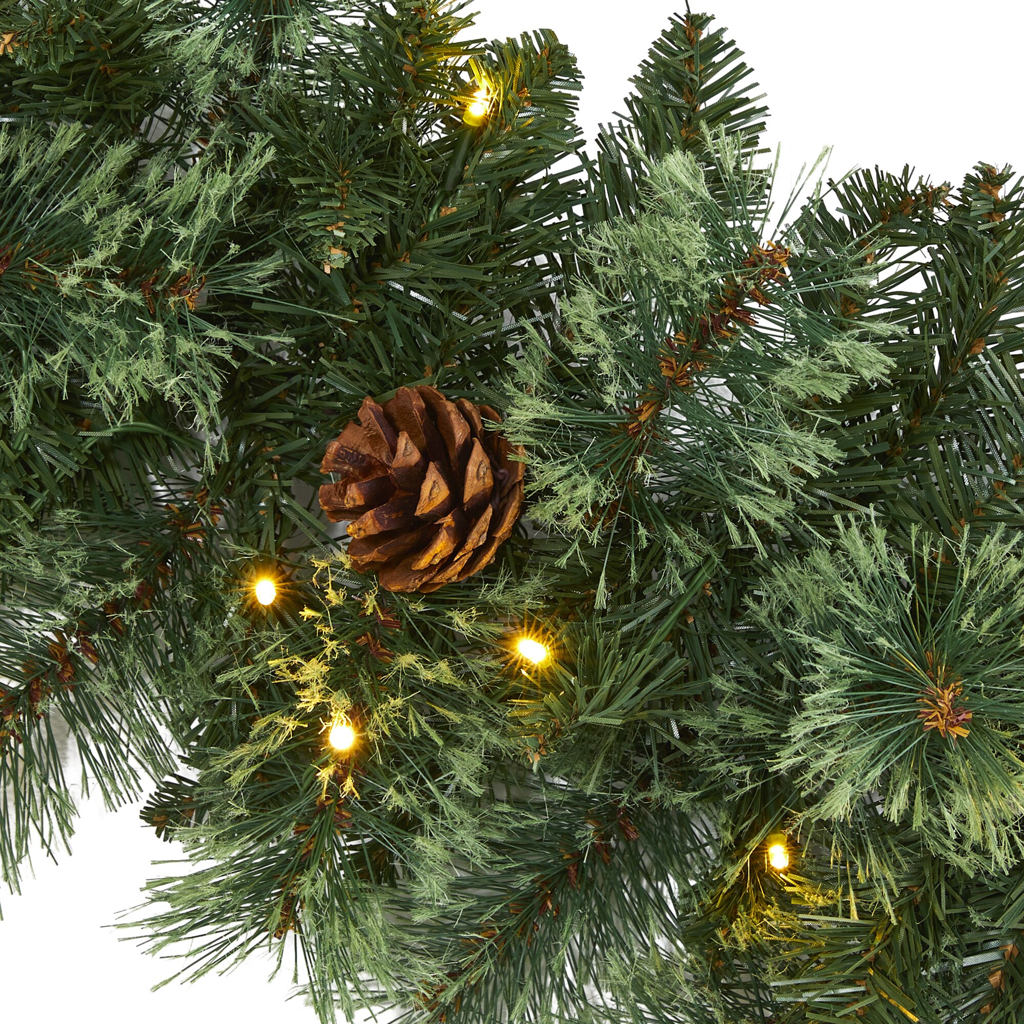 6 Foot White Mountain Pine Artificial Garland with Pinecone Seasonal Decor - Image 3