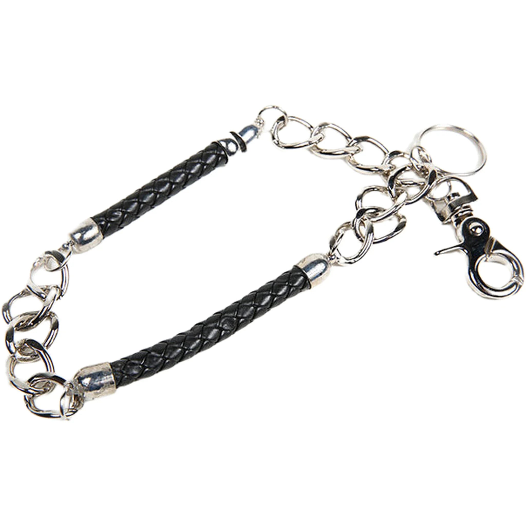 20" Biker Wallet Chain With Two Braided Leather Sections - Image 3