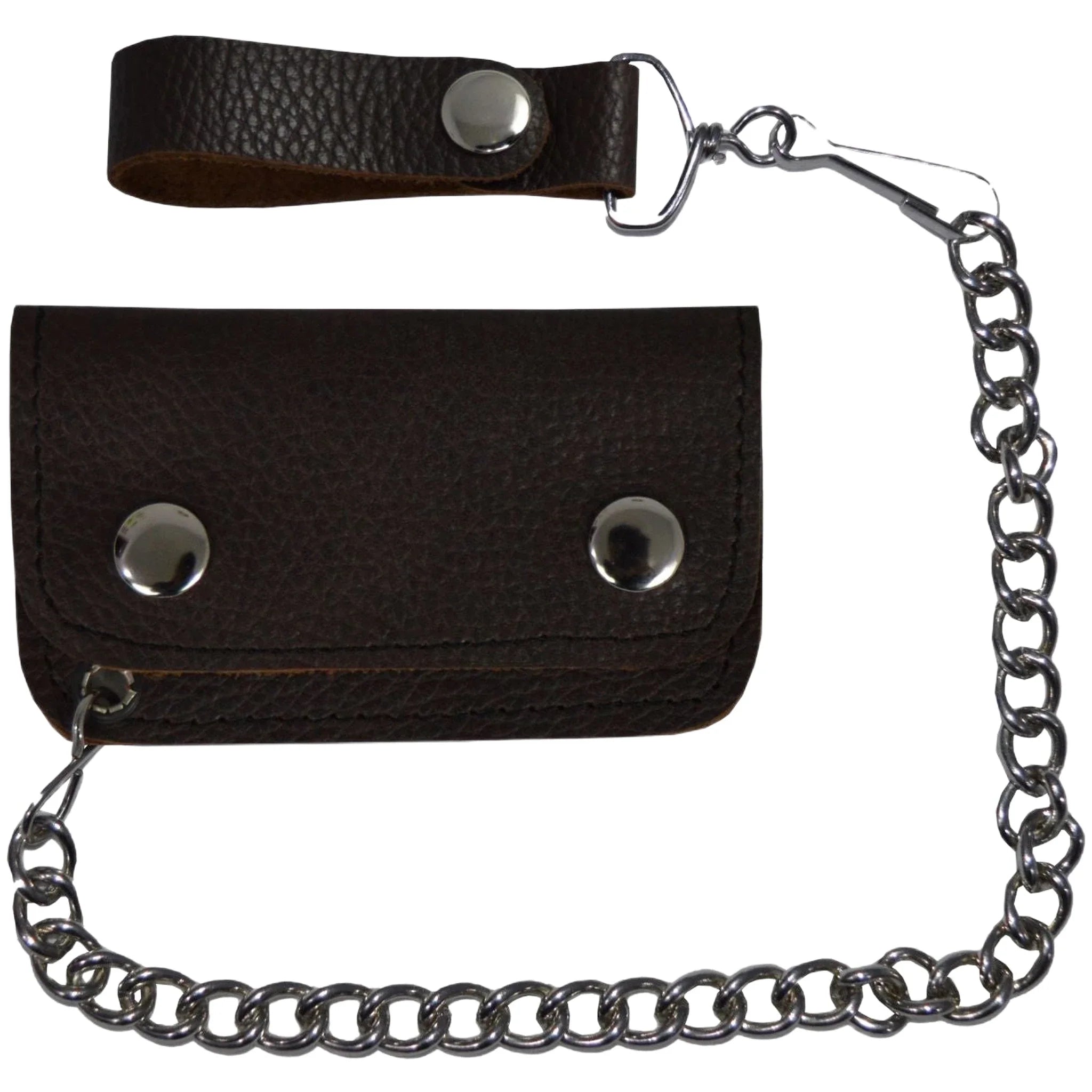 Dark Brown Leather Motorcycle Chain Coins Wallet - Image 3