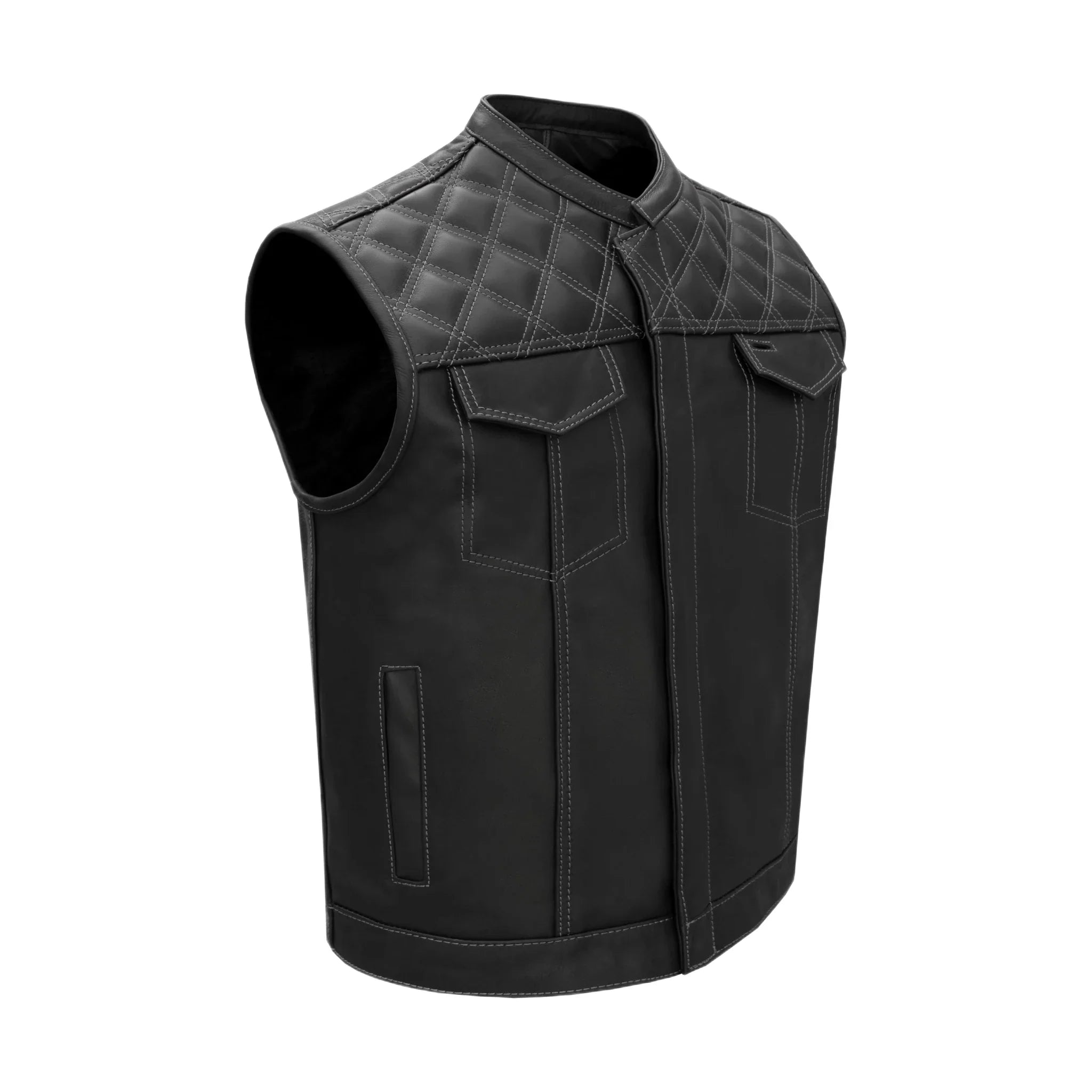 Dream Apparel Mens Black Vest Diamond Padding WHITE Threading - Image 3