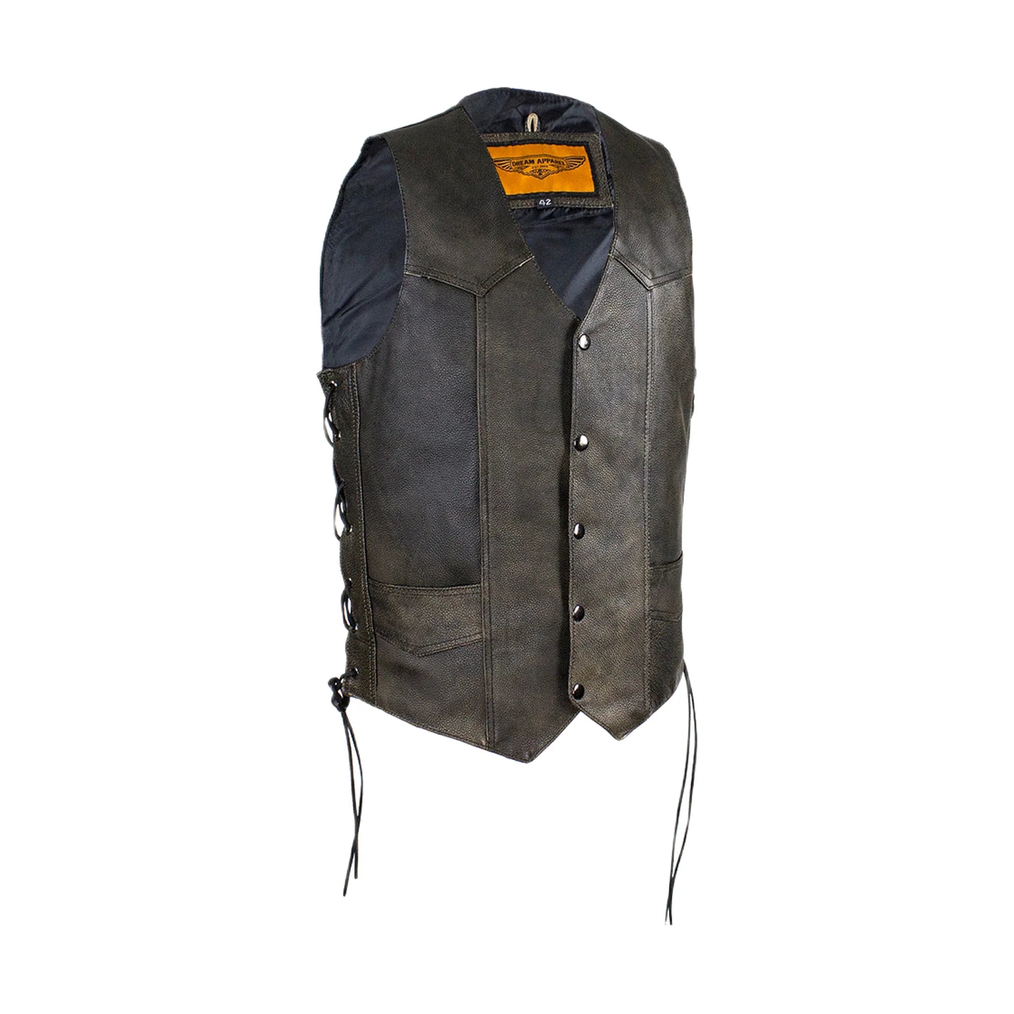 Dream Apparel Men's Brown Leather Vest with Live to Ride - Image 3