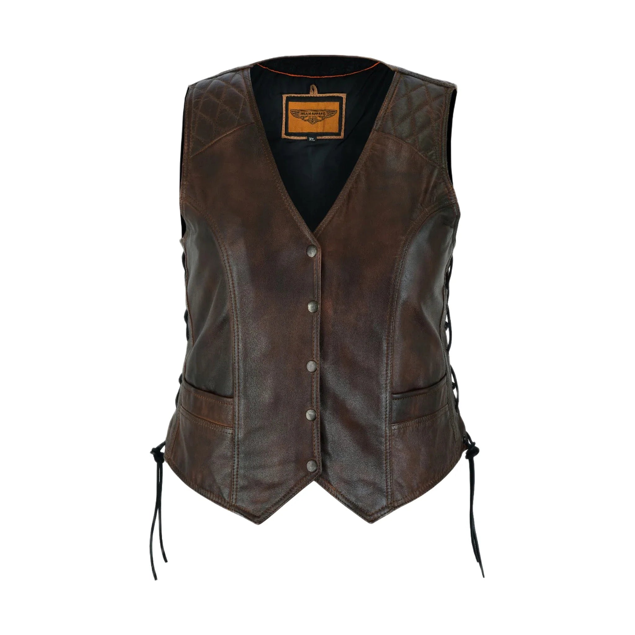 Dream Apparel Premium Cowhide Brown Vest with Diamond Design - Image 3