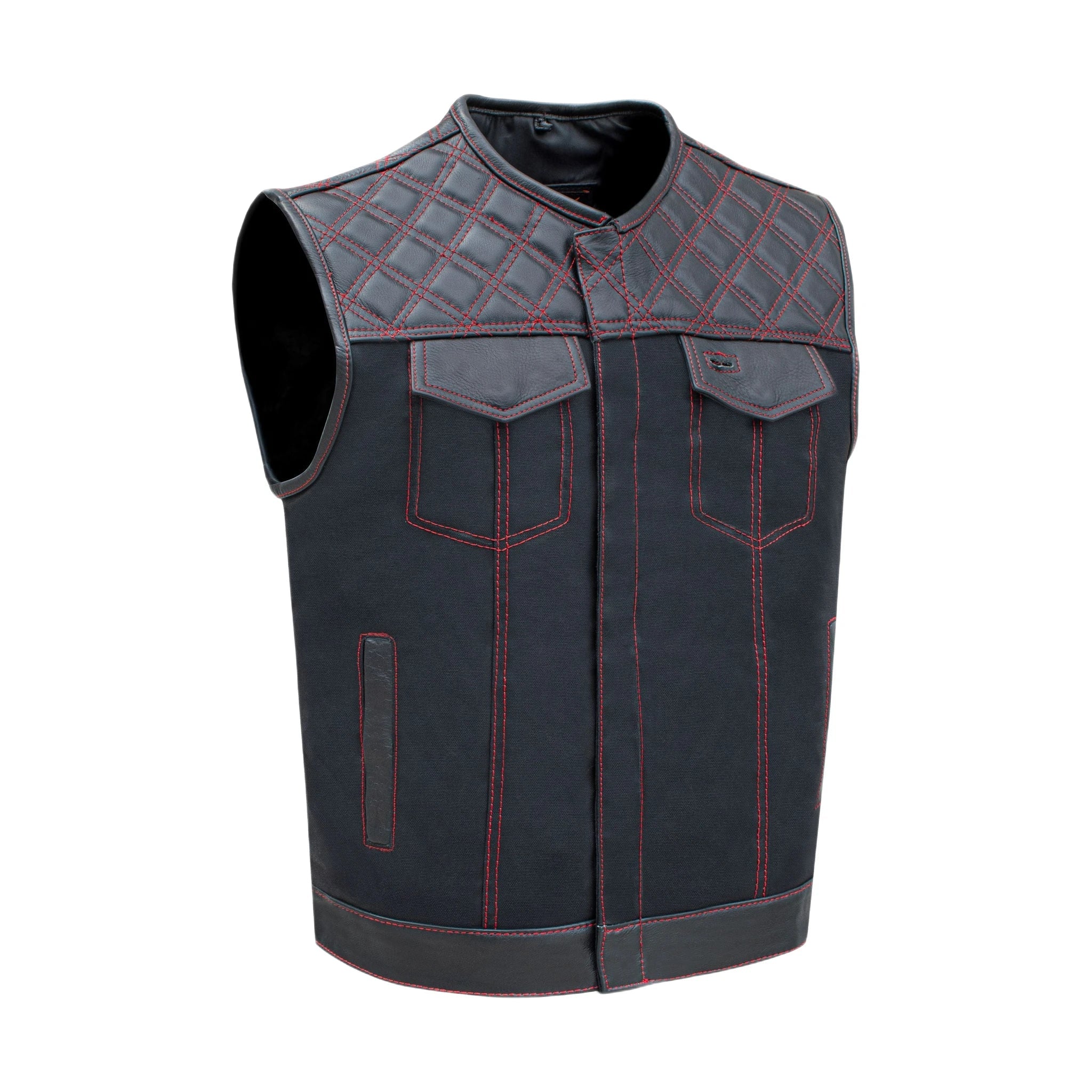 Mens Black Vest Diamond Red - Image 3