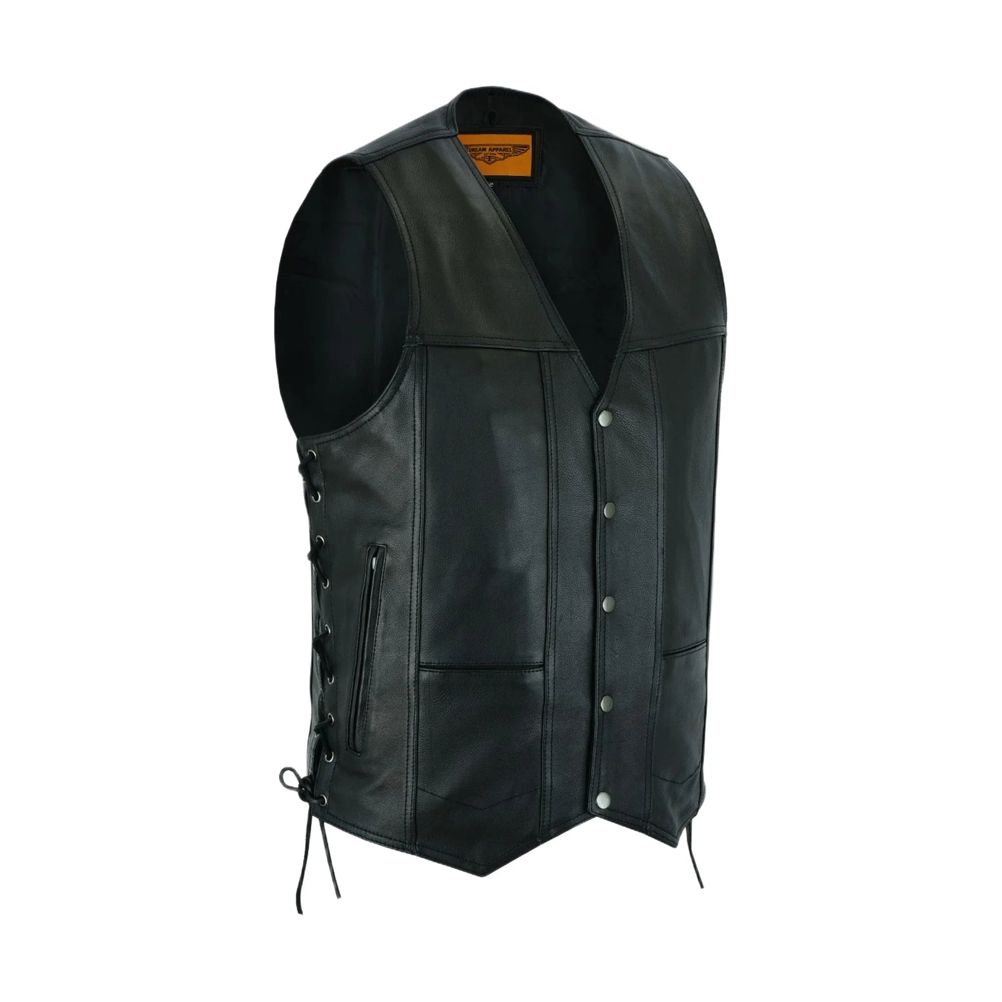 Mens Plain Leather Vest With Gun Pocket - Image 3