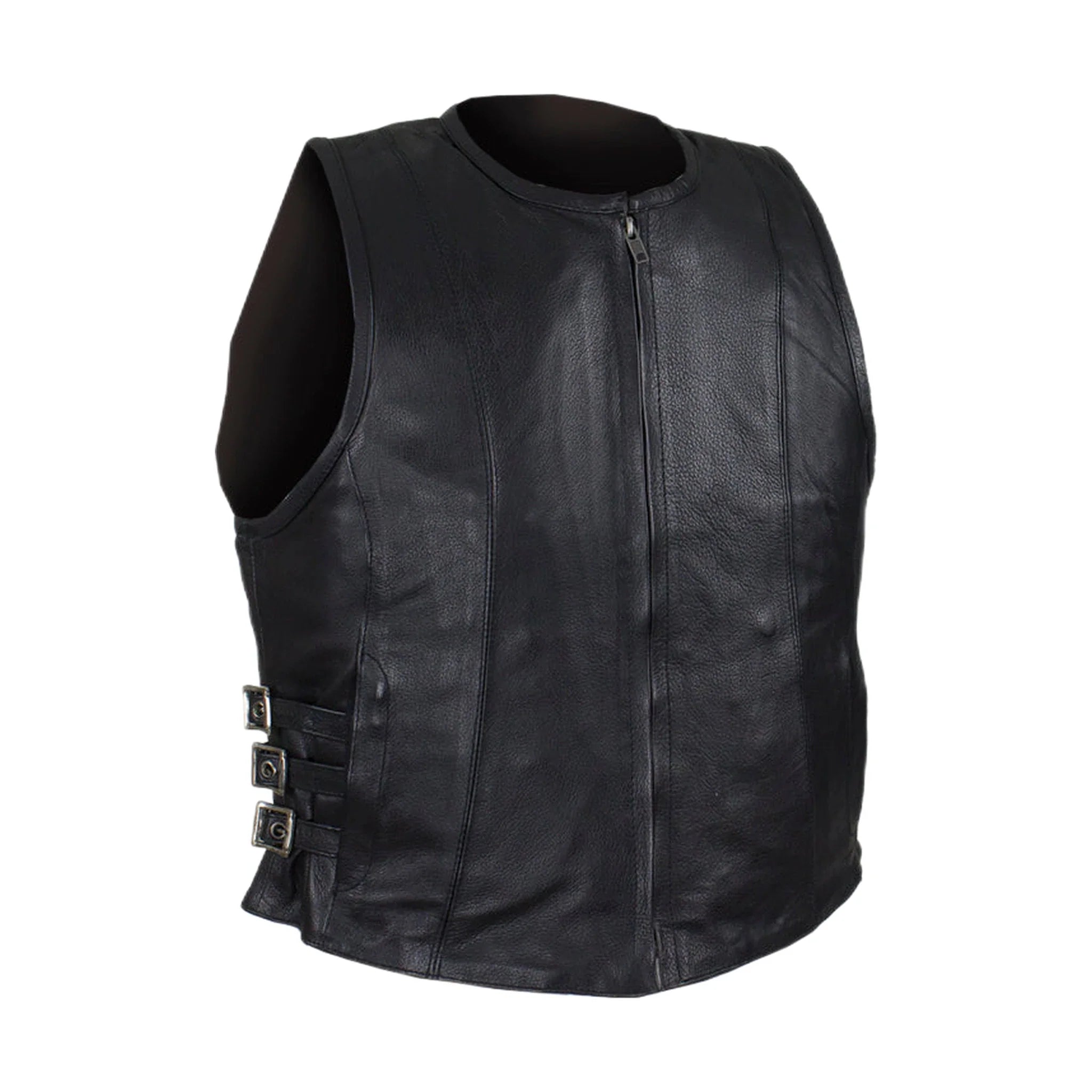 Women's Naked Cowhide Leather Motorcycle Vest - Image 3