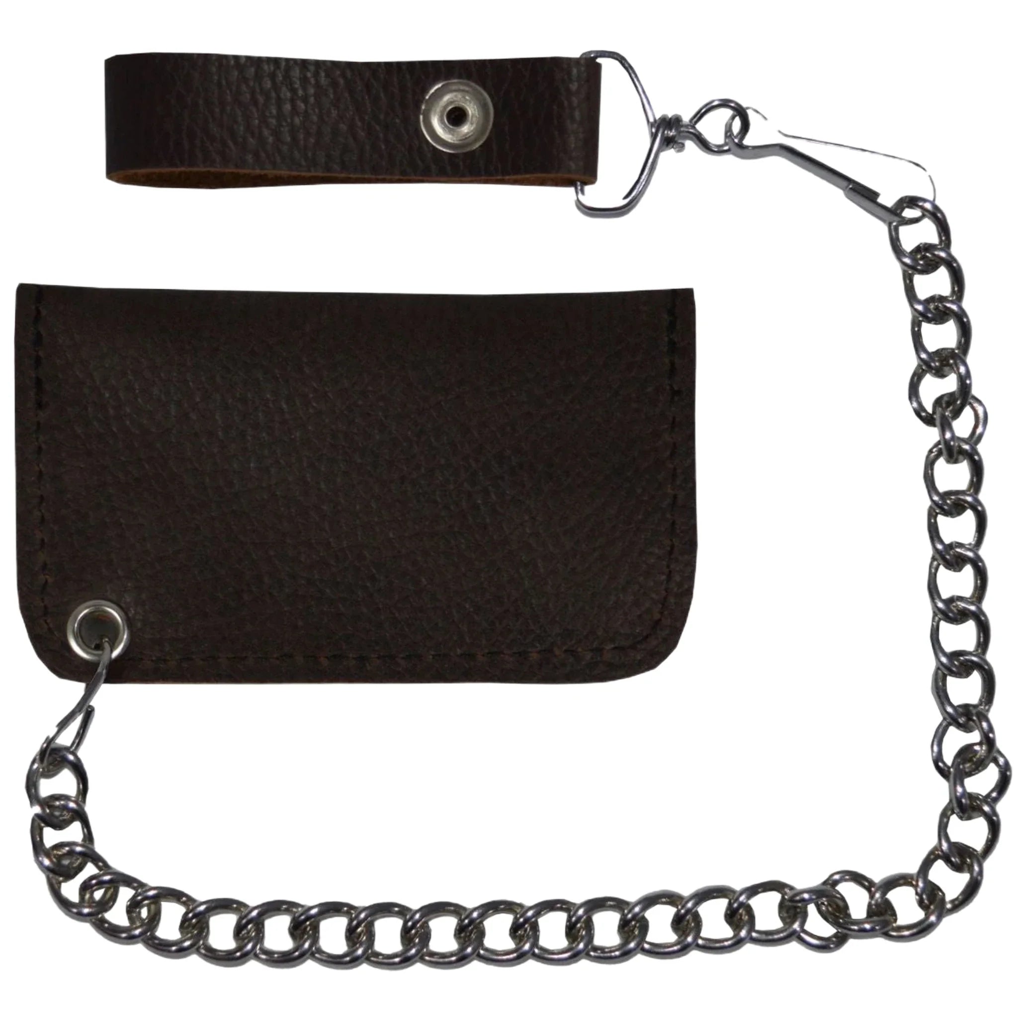 Dark Brown Leather Motorcycle Chain Coins Wallet - Image 4