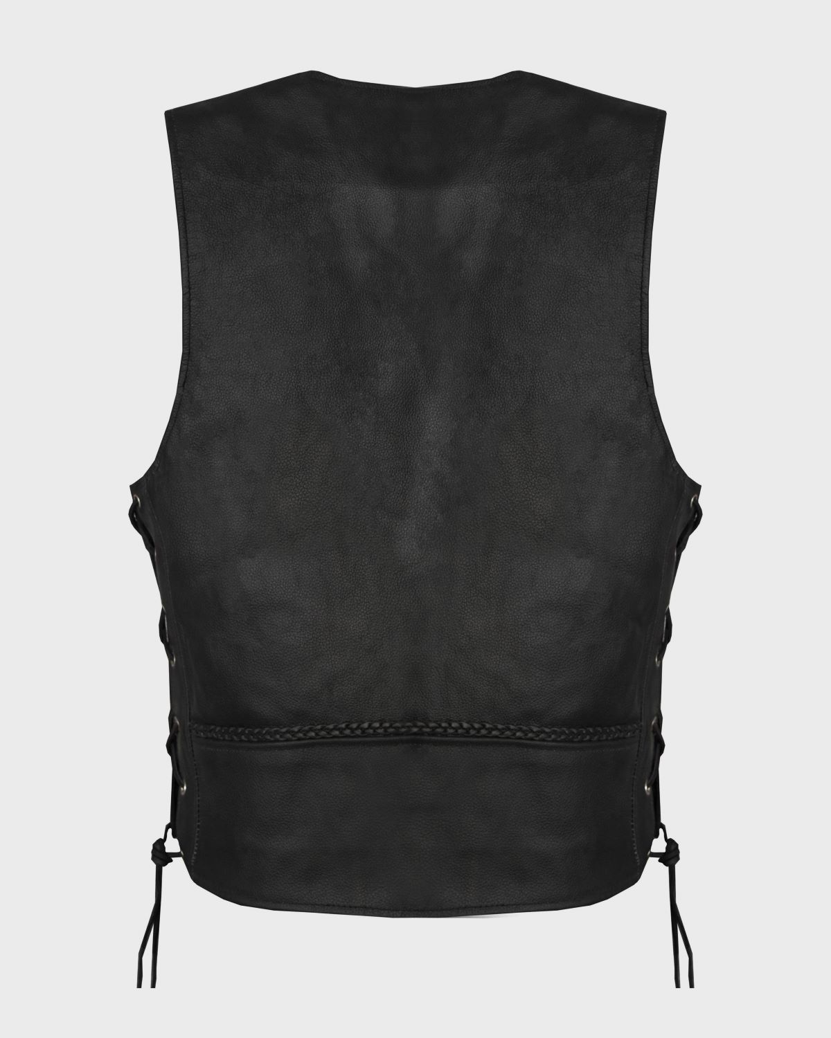 Men's Leather Vest Buffalo Nickel Snaps Naked Cowhide Biker Vest - Image 4