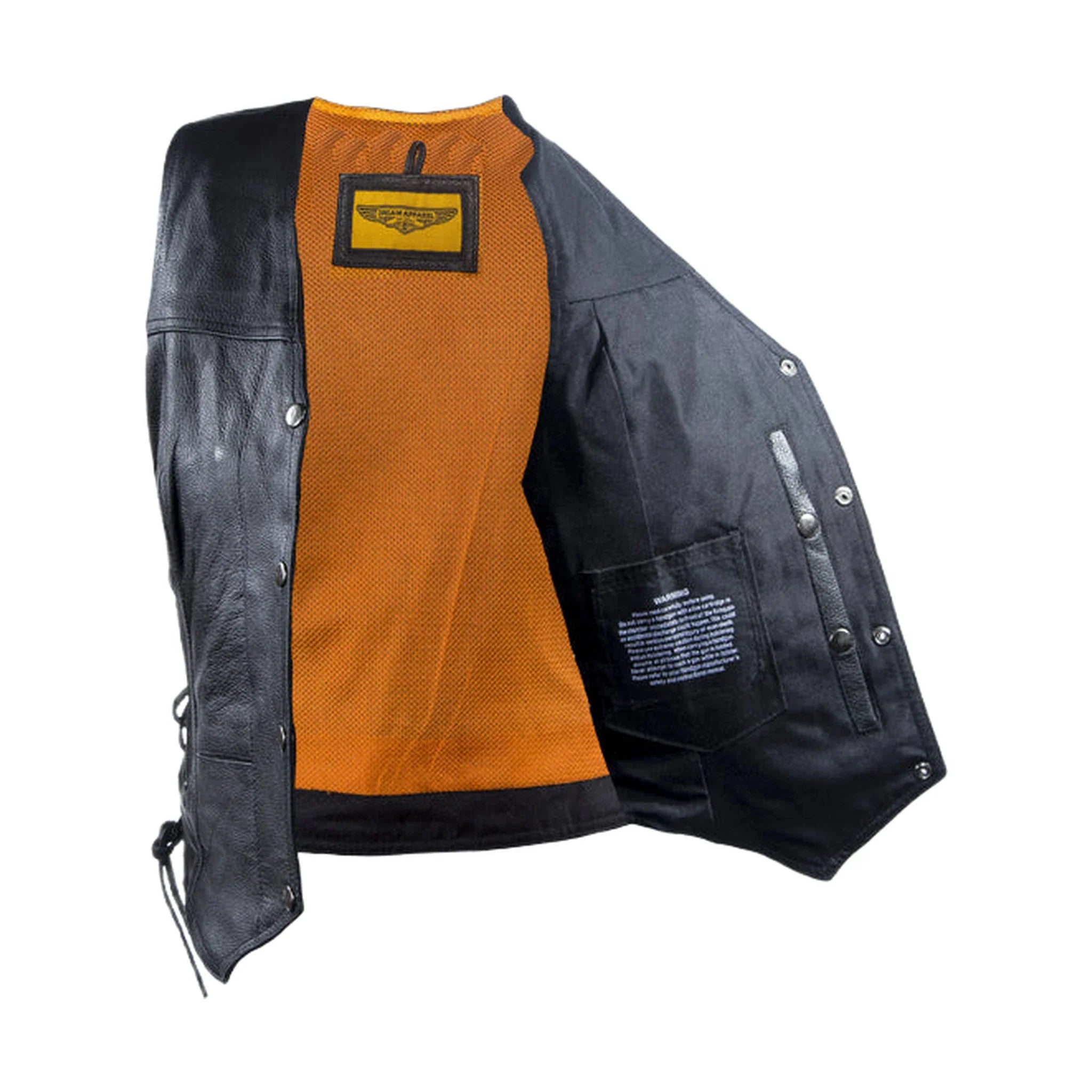 Womens Cowhide Leather Motorcycle Vest With 7 Pockets - Image 4