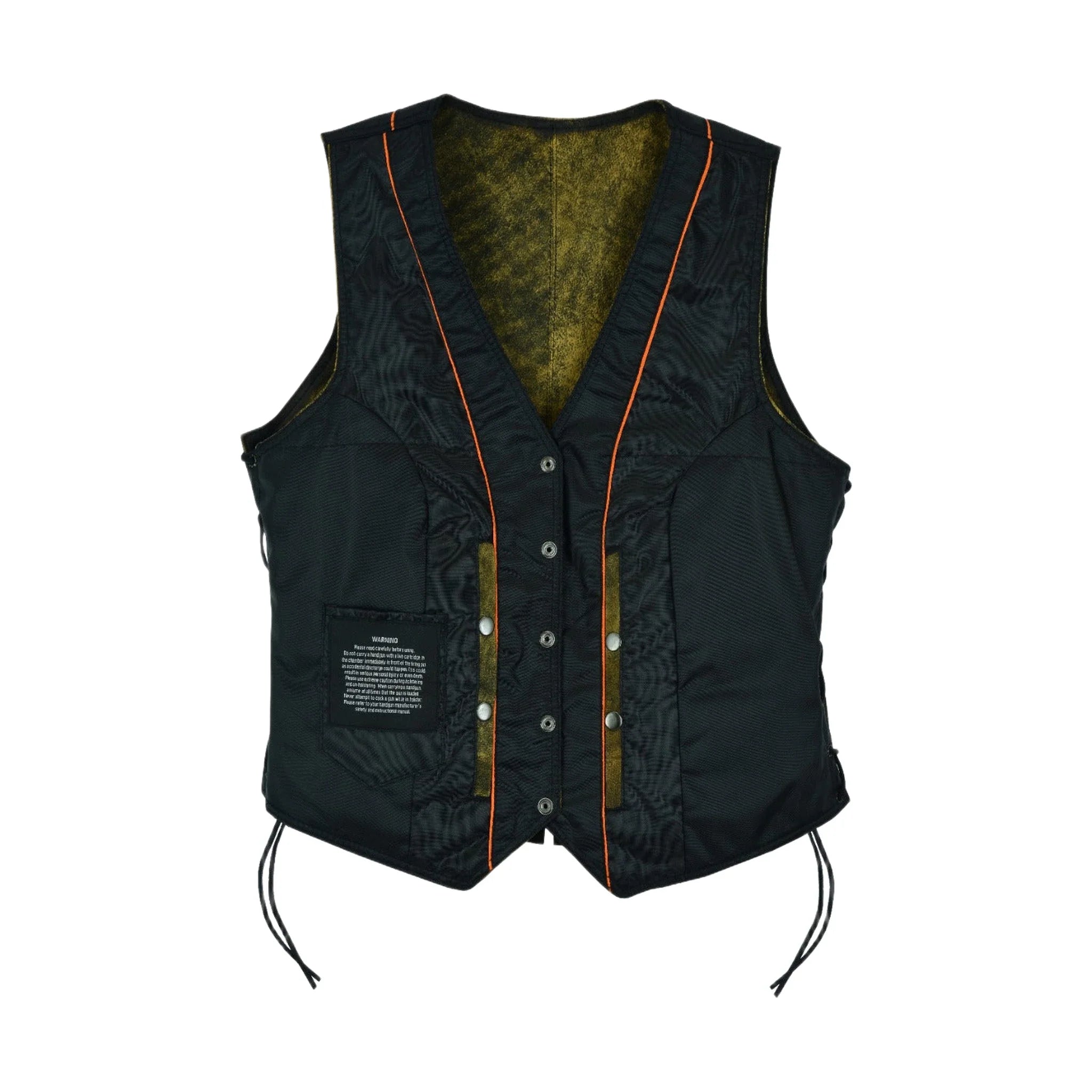 Womens Longer Cut Rub-Off Brown Leather Motorcycle Vest - Image 4