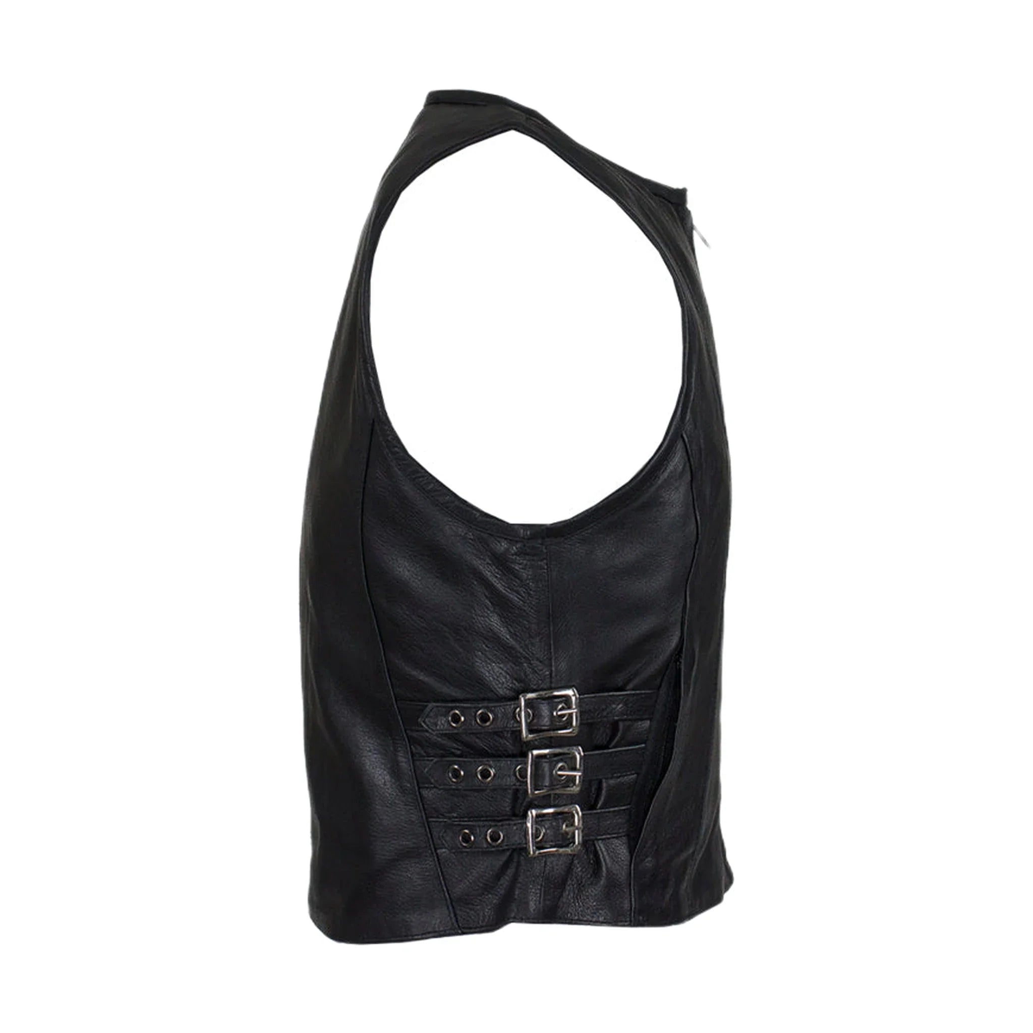 Women's Naked Cowhide Leather Motorcycle Vest - Image 4