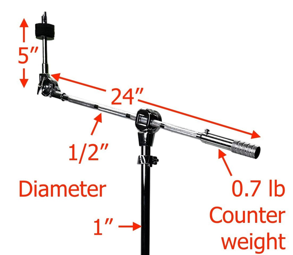 Zenison Cymbal Boom Stand Chrome Heavy Duty Adjustable Double Braced Anti Skid - Image 4